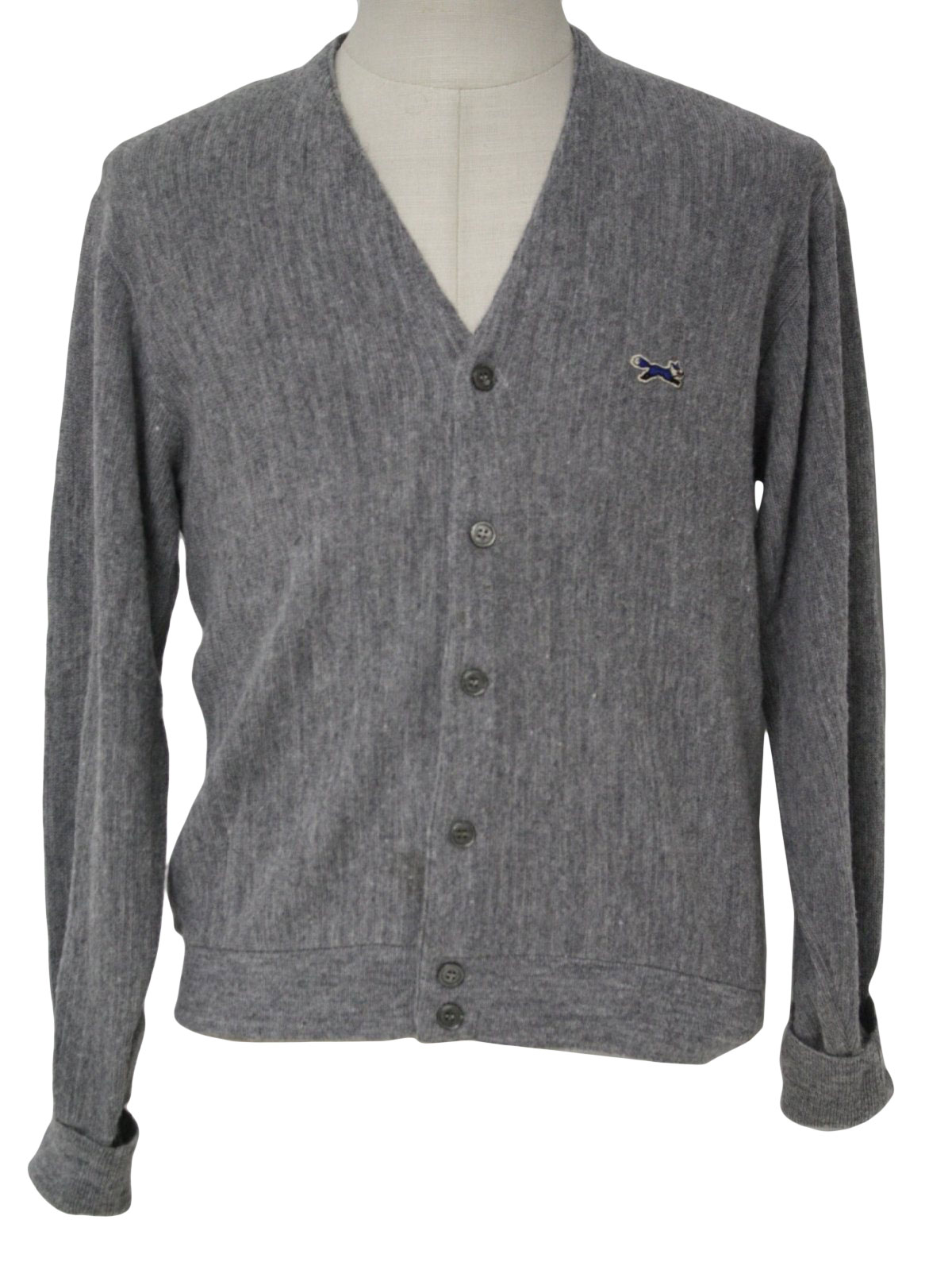 Retro Seventies Caridgan Sweater: 70s -JC Penney Fox- Mens grey and ...