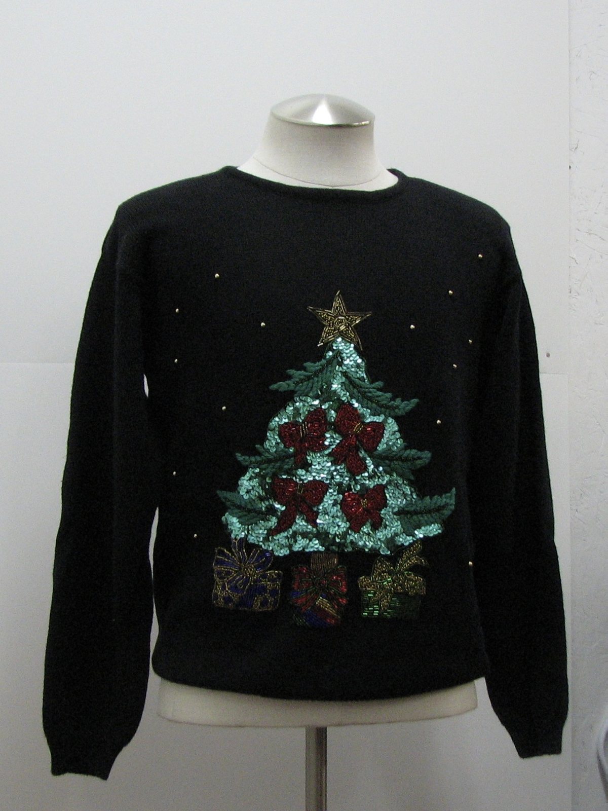 Womens Ugly Christmas Cocktail Sweater : -Claudia Barnes- Womens Black ...