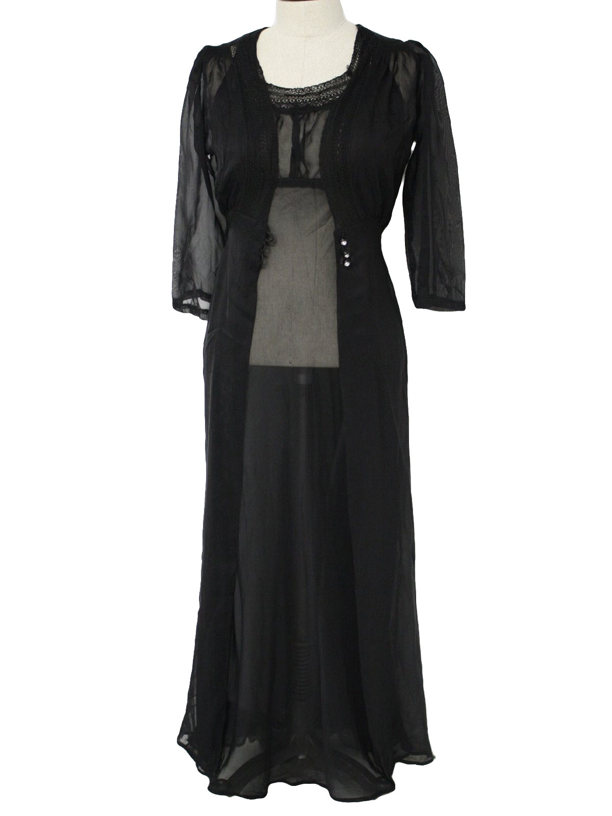 Retro Forties Womens Lingerie Gown & Robe: 40s -No Label- Womens black ...