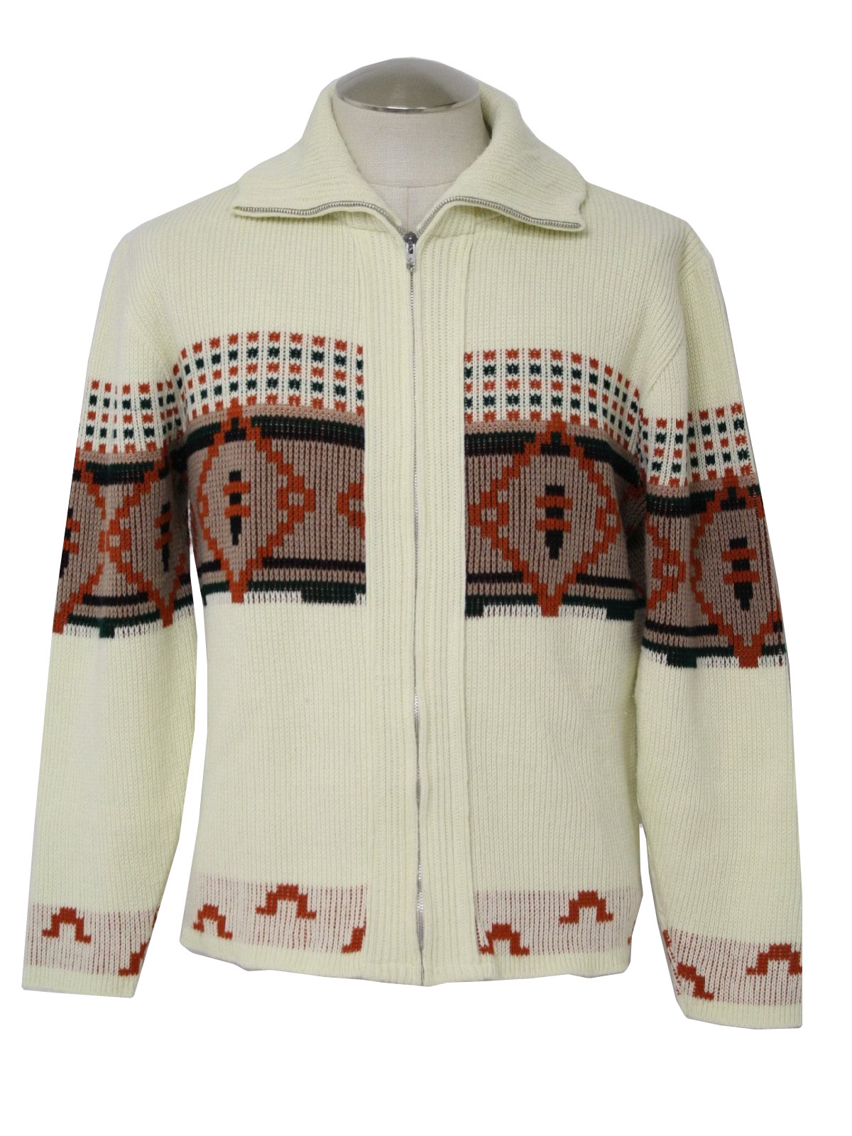 Vintage 70s Dimension By Milford Mens Cardigan Aztec order Print Unisex Size M VTG