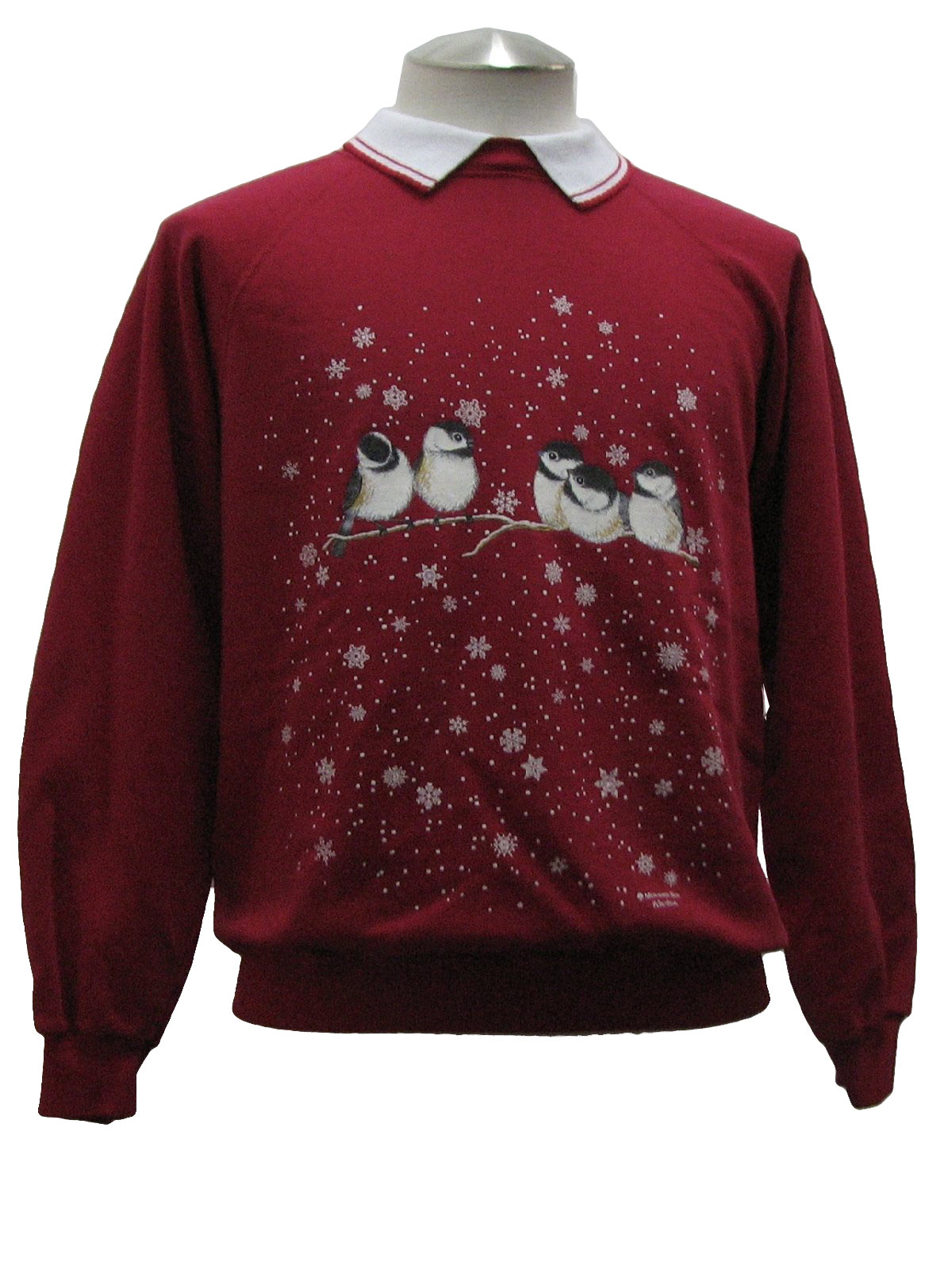 Womens Ugly Christmas Sweatshirt: -Morning Sun- Womens red background cotton polyester