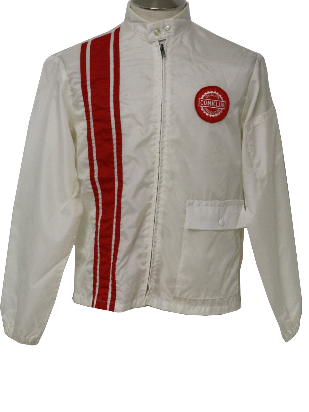 Seventies Swingster Jacket: 70s -Swingster- Mens white and red nylon ...