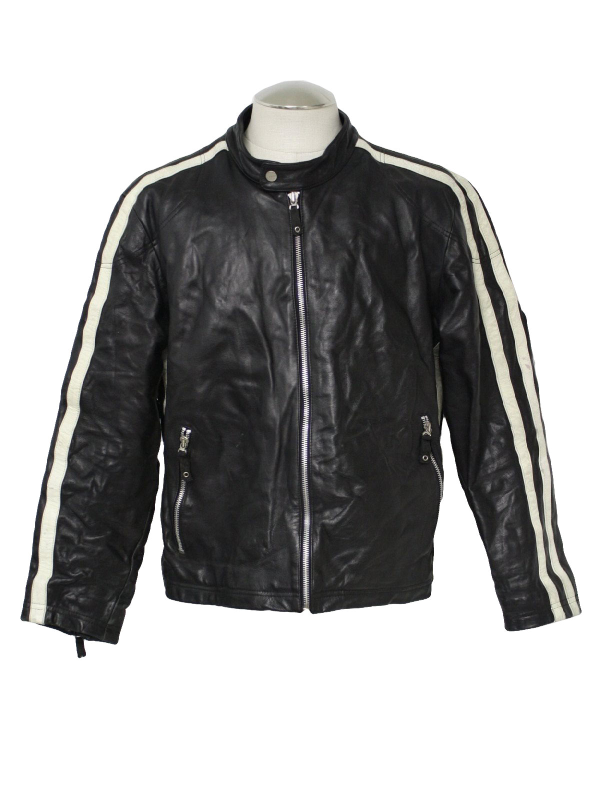 1980's Retro Leather Jacket: 80s -Wilson- Mens black and white leather ...