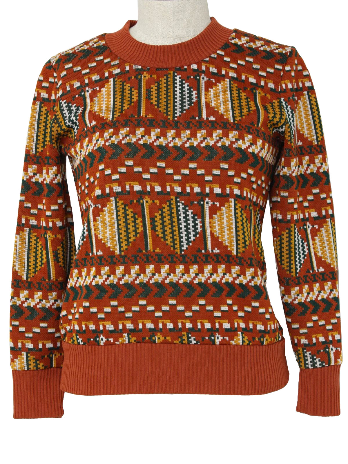 Vintage Catalina 1970s Sweater: 70s -Catalina- Womens rust, green ...