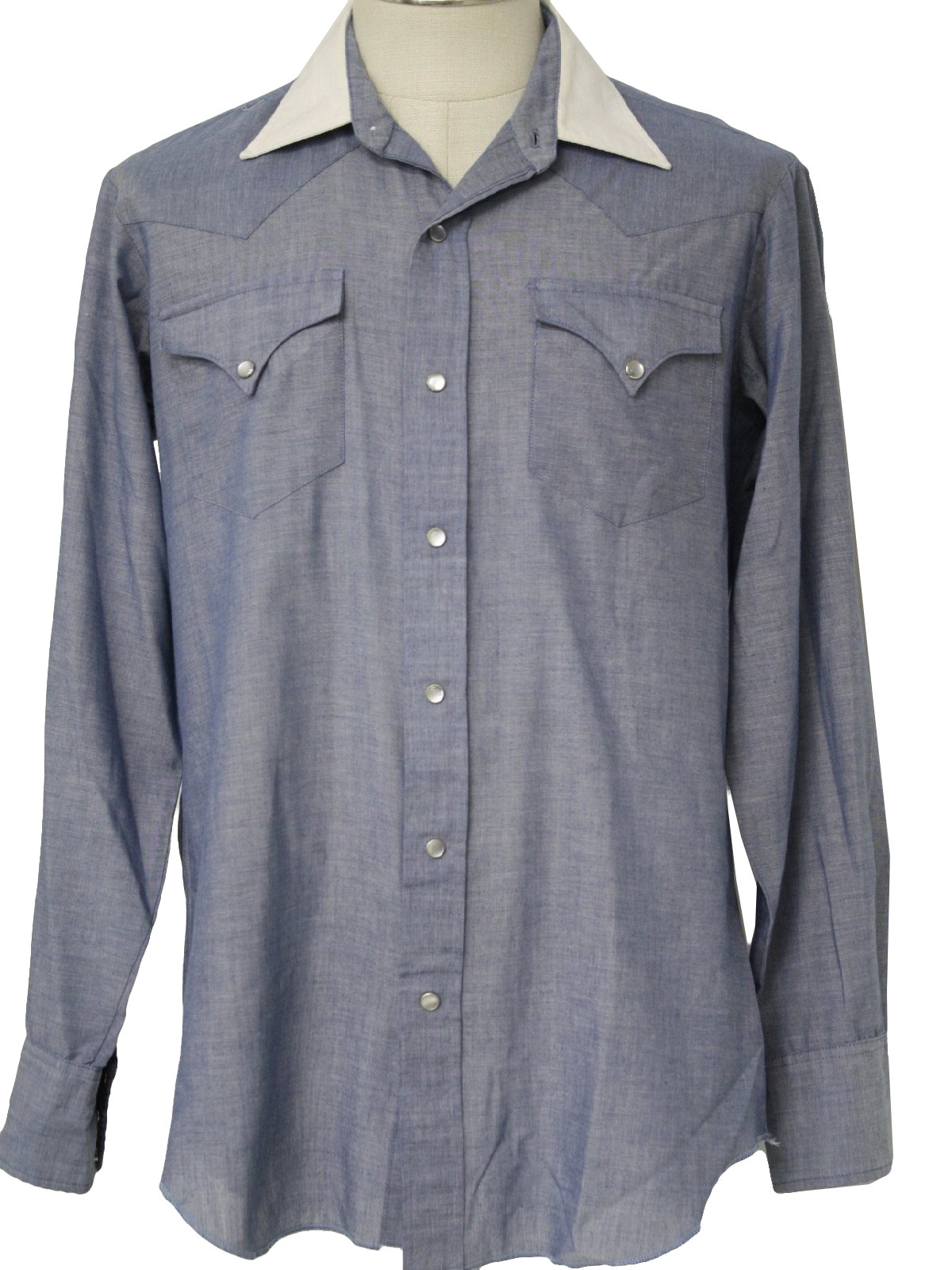 Retro Eighties Western Shirt: 80s -H Bar C- Mens blue, white cotton ...