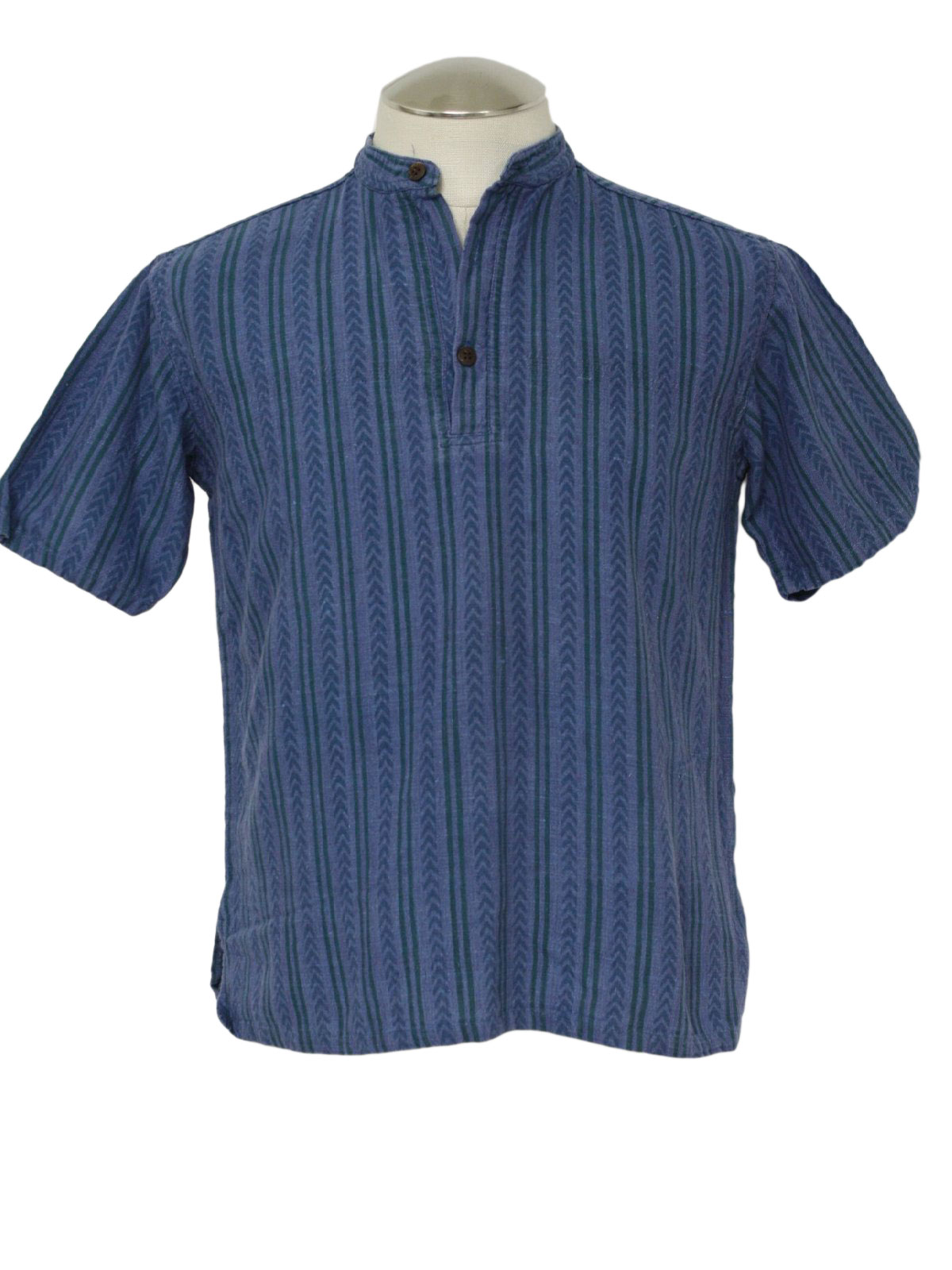 Vintage 1970's Hippie Shirt: 70s -Fabindia- Mens blue with green ...