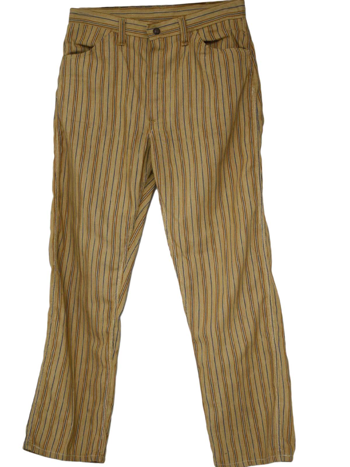 1960's Pants: 60s -No Label- Mens light tan, dark tan and marine blue ...