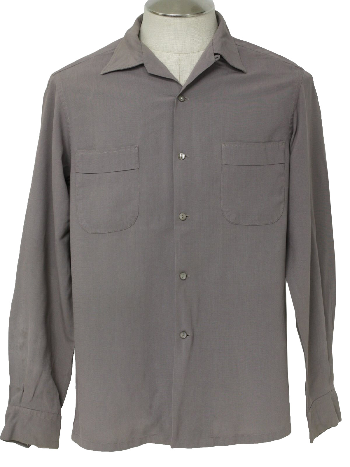 Vintage 50s Gabardine Shirt: 50s -Herb Gerry- Mens taupe rayon ...