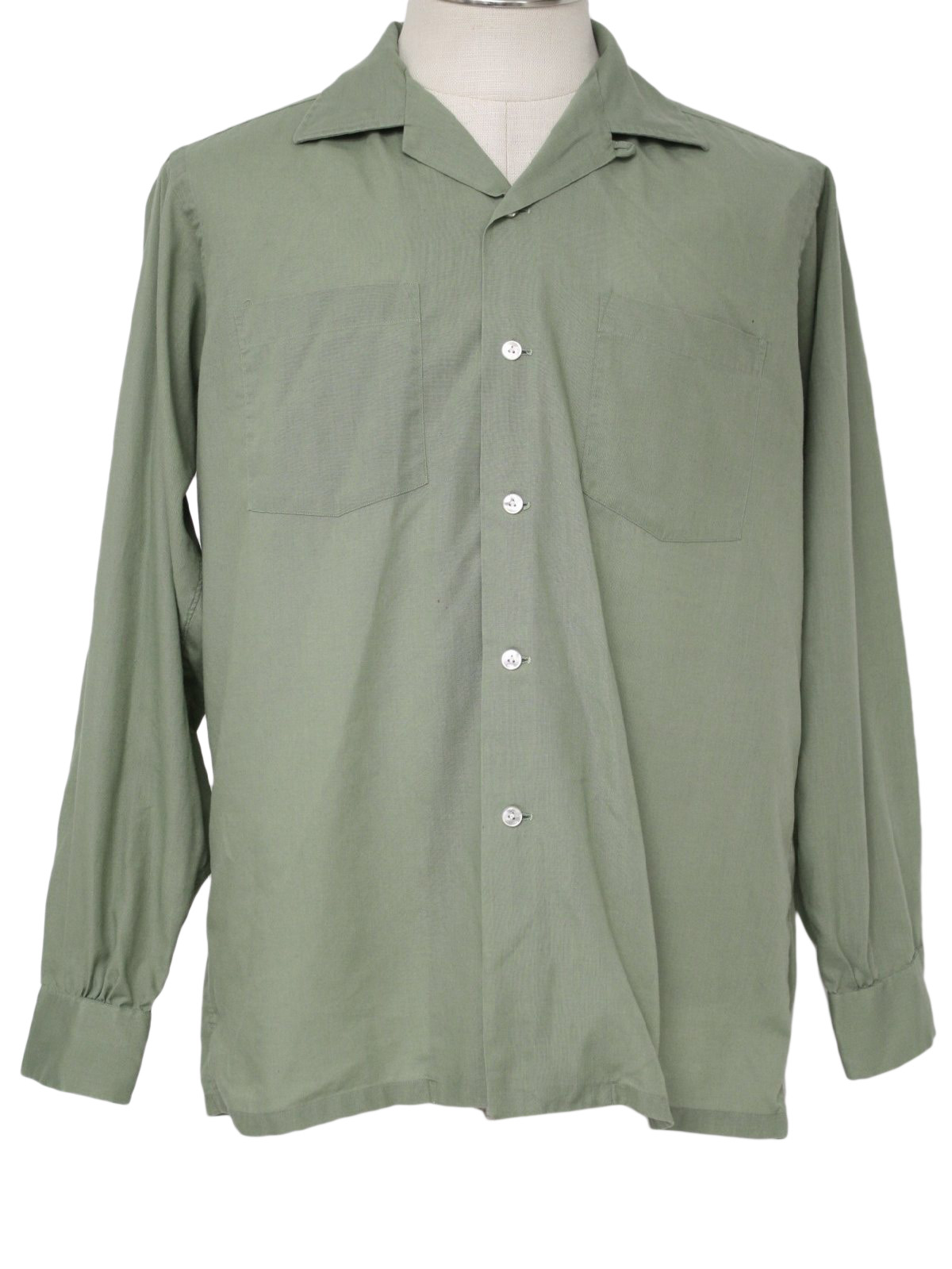 Vintage 1960's Shirt: 60s -Jack Henry- Mens moss green cotton and ...