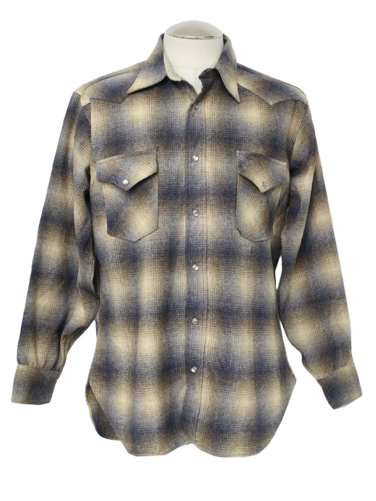 1980's Retro Western Shirt: 80s -Pendleton- Mens shades of brown, blue ...