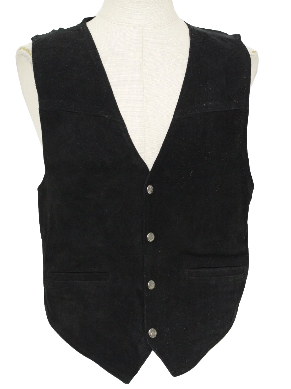 1980's Vintage Paragraff Vest: 80s -Paragraff- Mens black suede leather ...