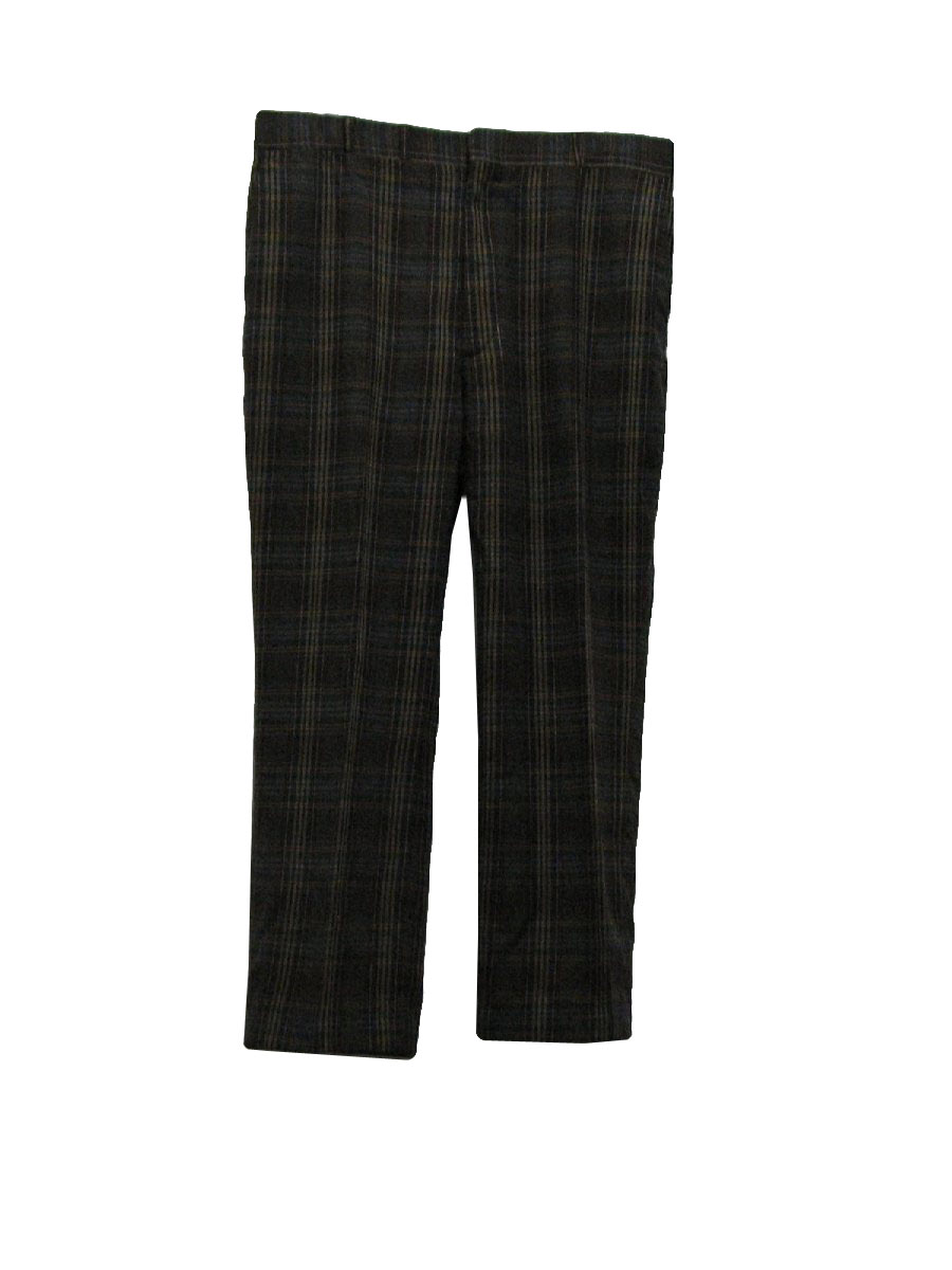 1970s Vintage Pants: 70s -Scottish Tartan- Mens brown tan, green, blue ...