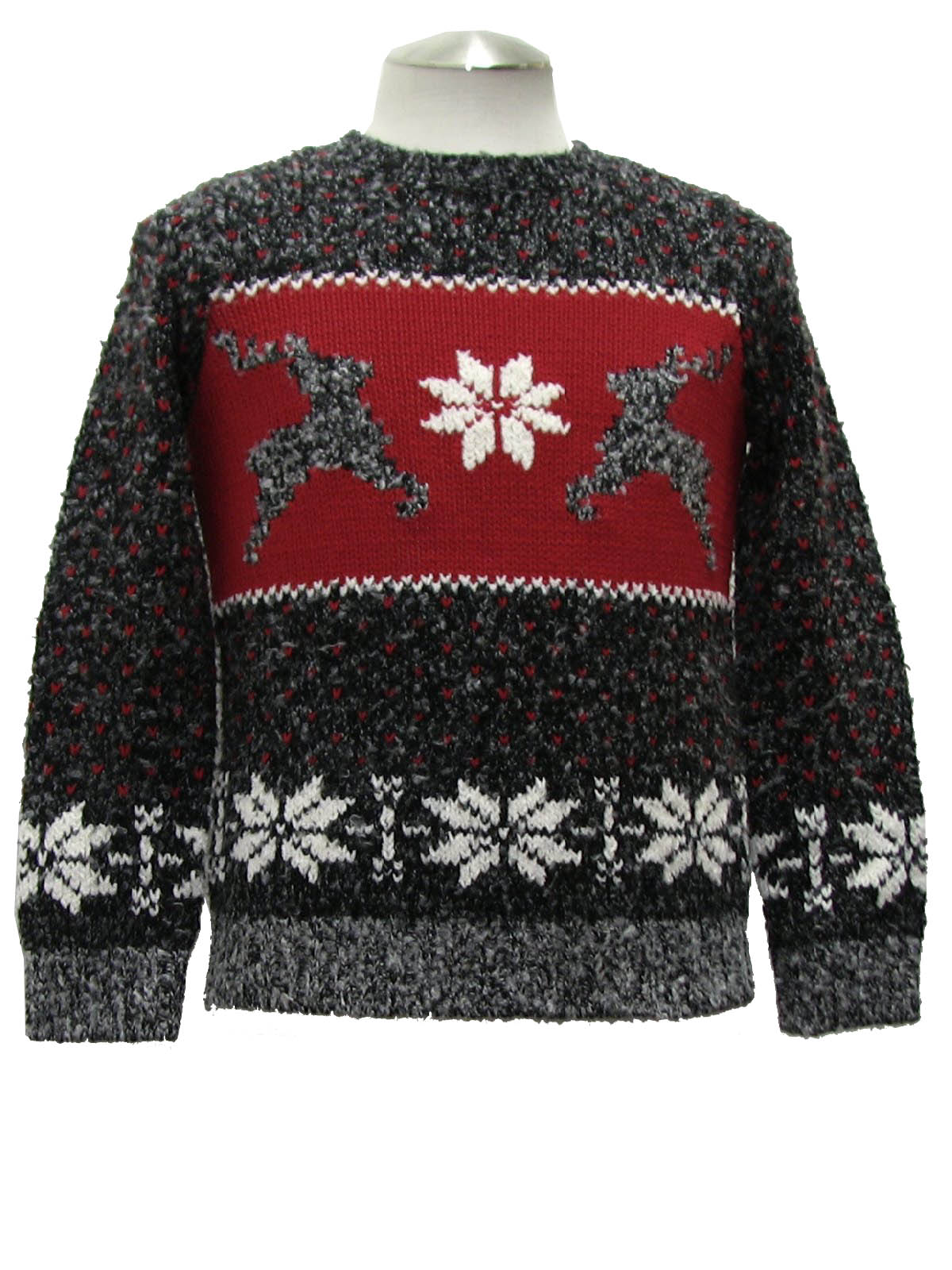 Reindeer Christmas Sweater: -Russ- Unisex black and gray blend ...