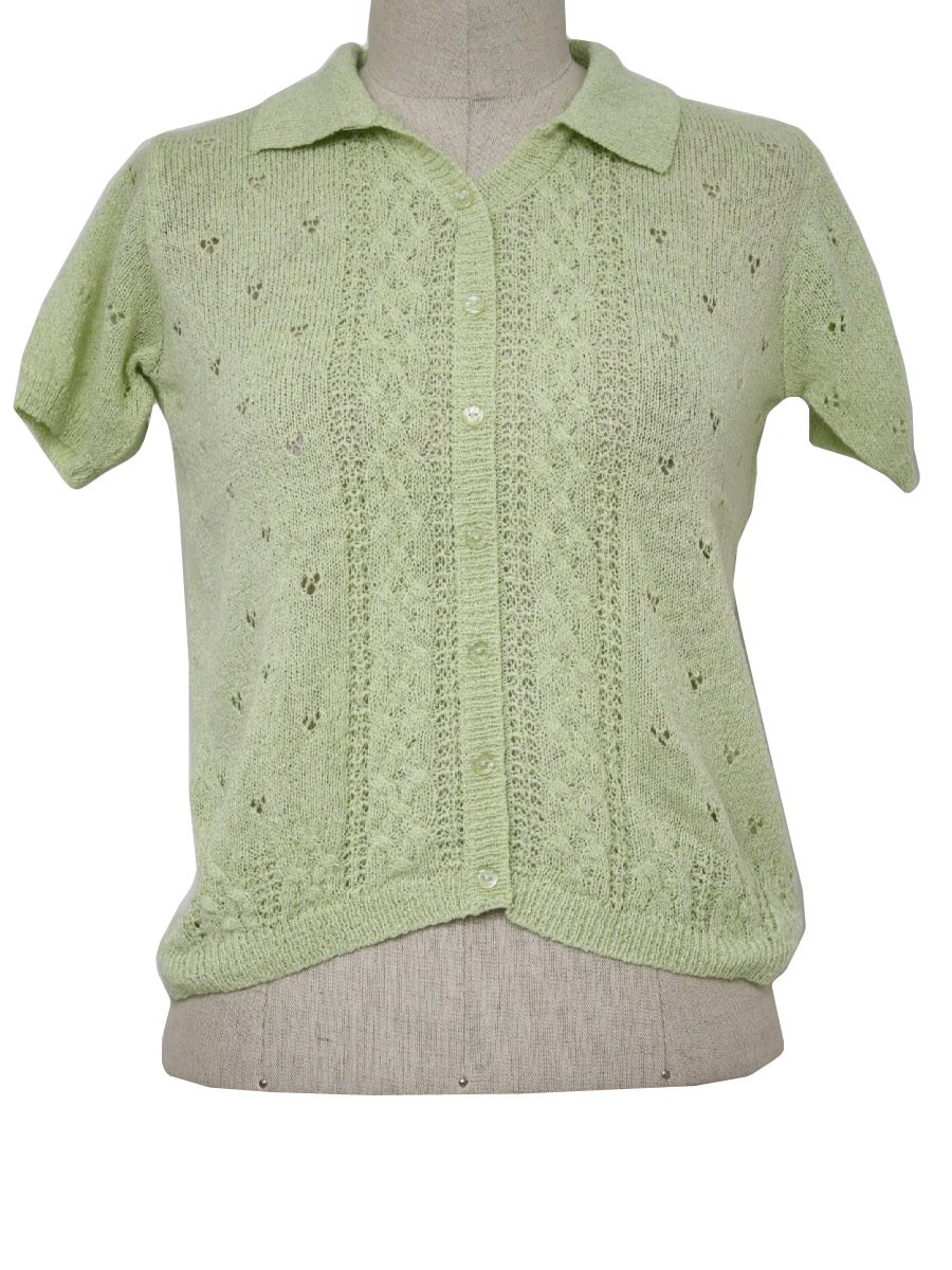 1970's Knit Shirt (Knitwear): 70s -Knitwear- Womens pastel green ...