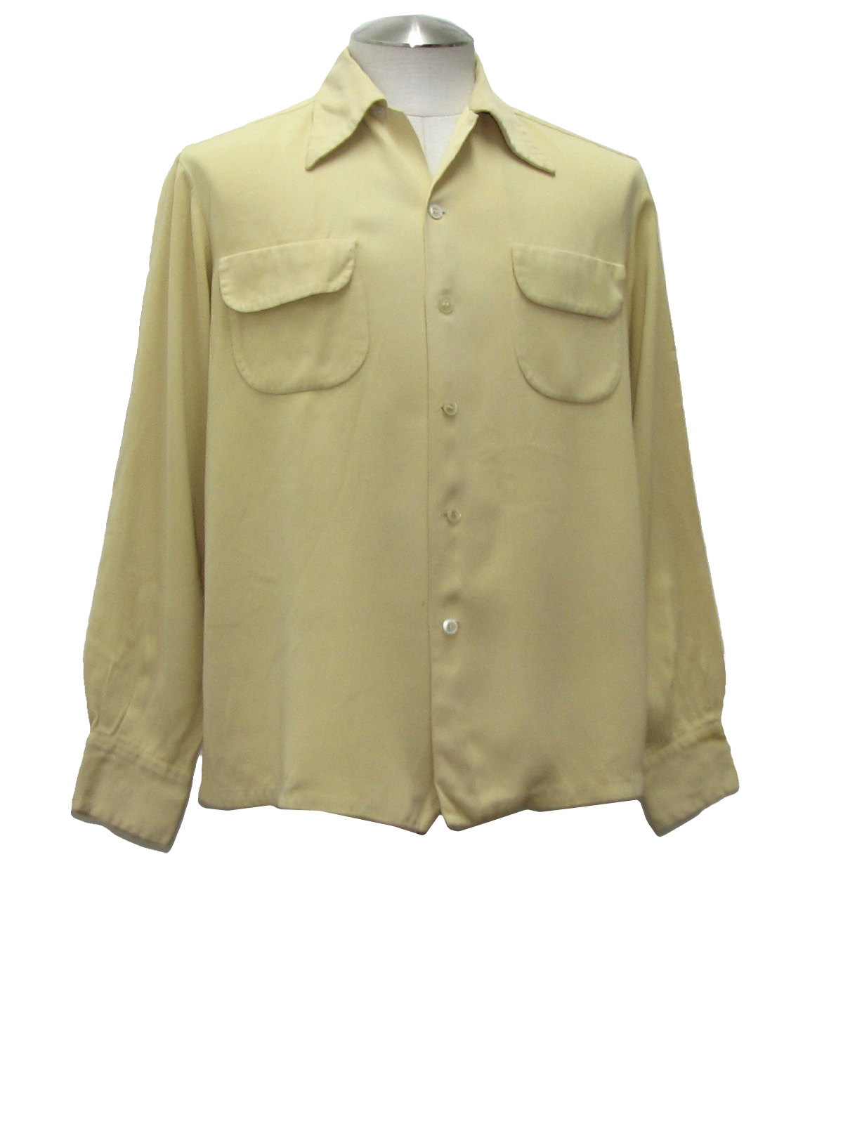 Vintage 1940's Gabardine Shirt: Late 40s -Tornberg- Mens pale