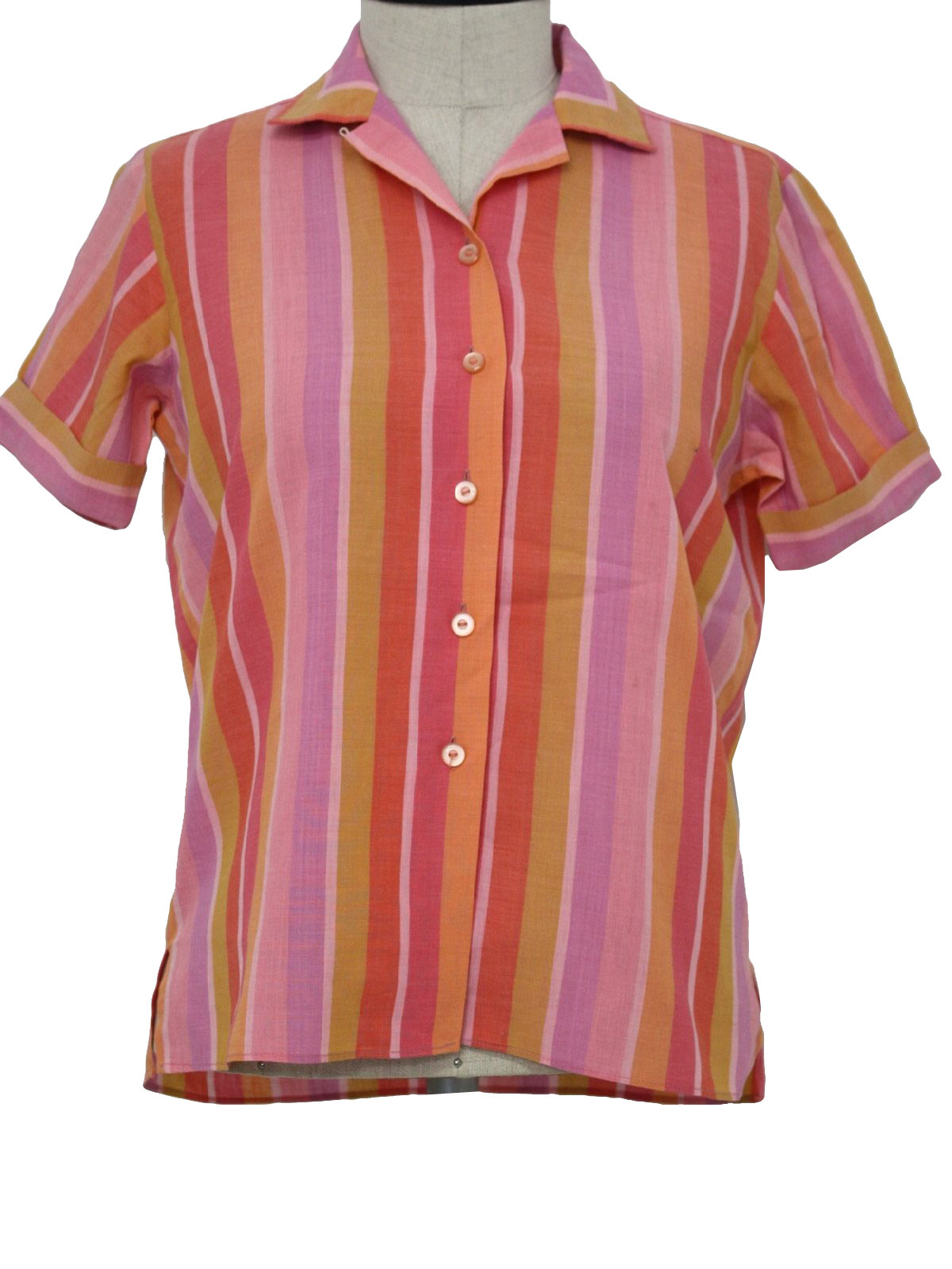 1960's Retro Shirt: 60s -Bobbie Brooks- Womens pastel shades of pink