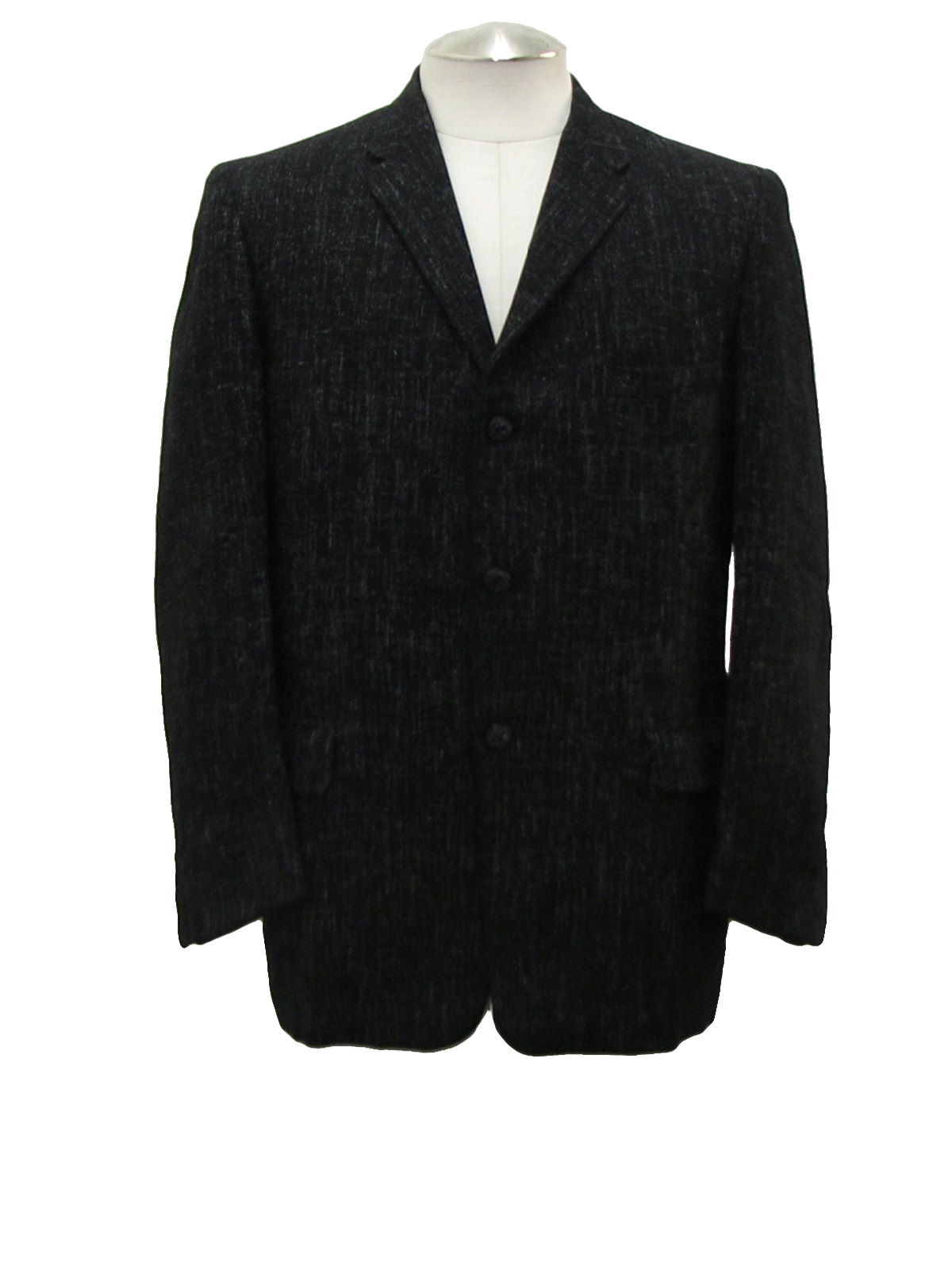 1960s Vintage Jacket: 60s -Gentry- Mens black with white static wool ...