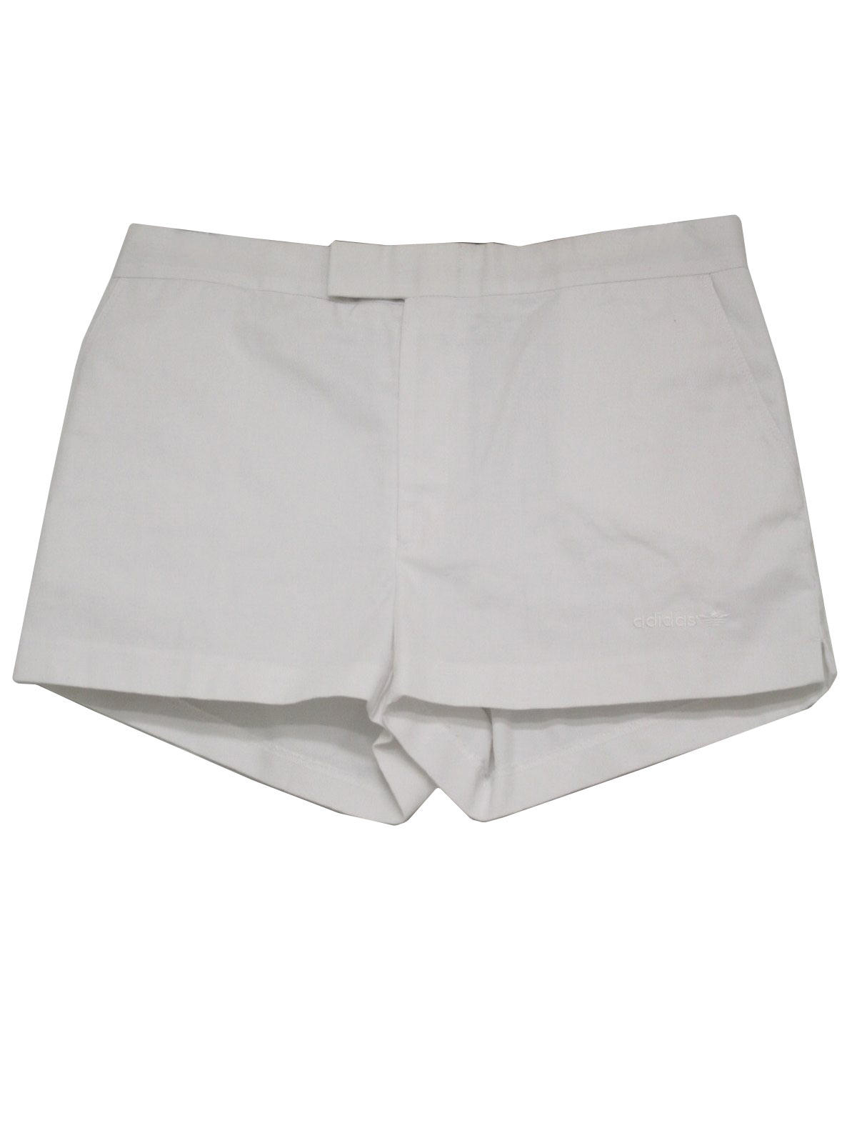 Vintage 1980's Shorts: 80s -Adidas- Mens white polyester cotton twill ...