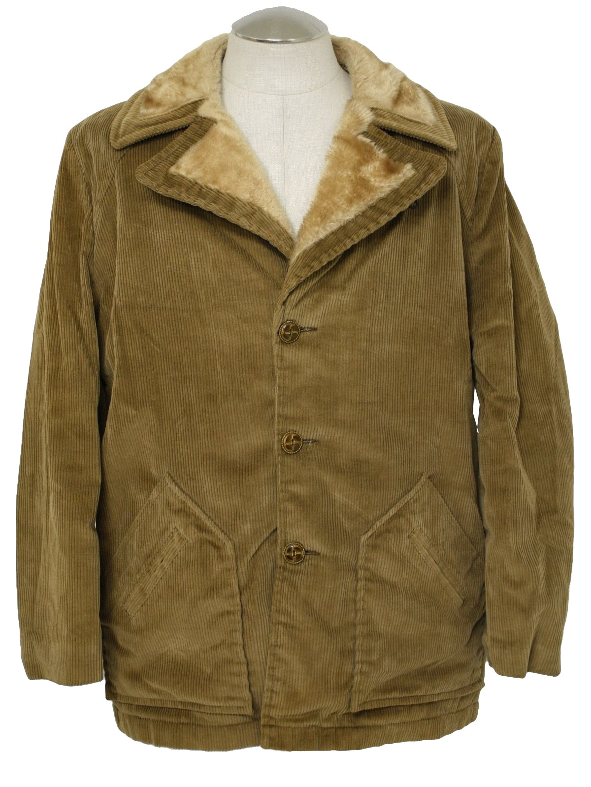 1970's Retro Jacket: 70s -Grais- Mens light brown and tan cotton with ...
