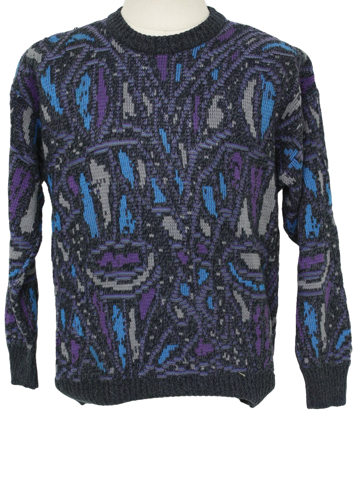 80s Vintage Nuovo Sweater: 80s -Nuovo- Mens greys, purple, and blue ...