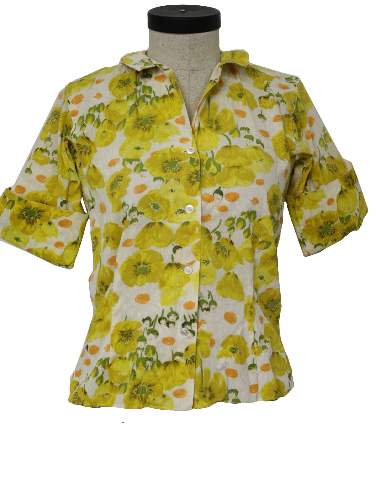 Vintage 1950's Shirt: 50s -A Gabey Original- Womens off white, shaded ...