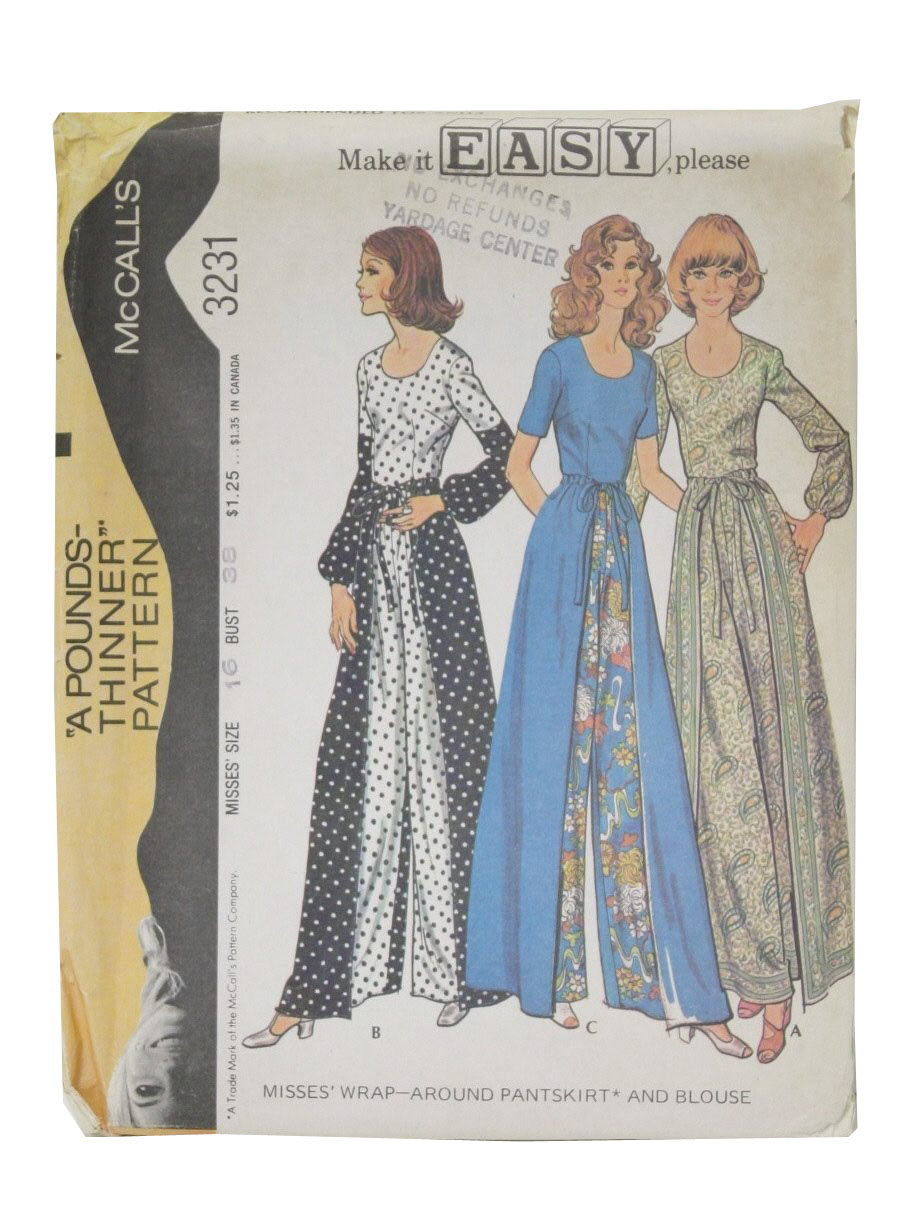 McCalls 3231 Seventies Vintage Sewing Pattern: 70s -McCalls 3231 ...