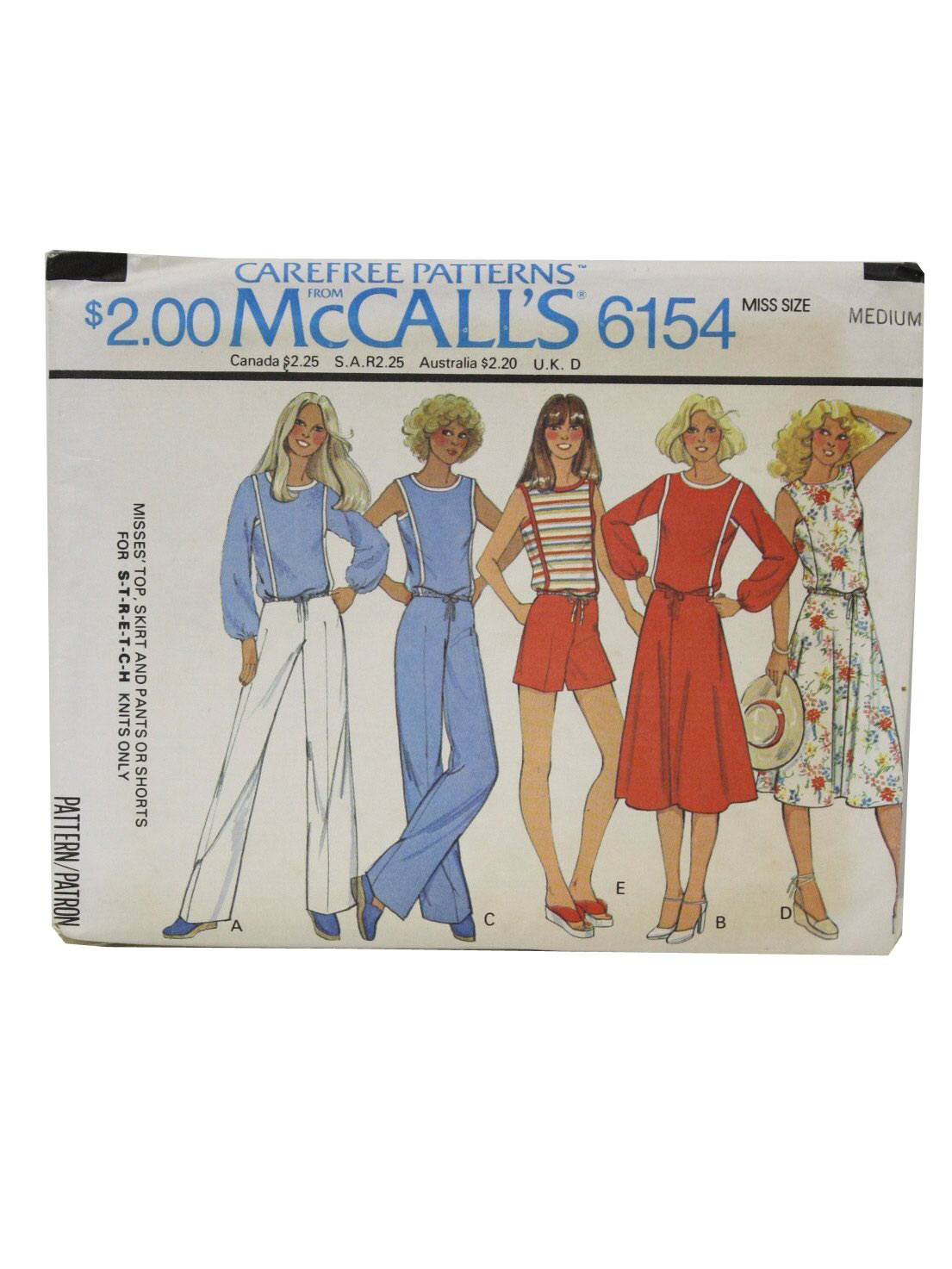 Retro 70s Sewing Pattern 70s Mccalls Pattern No 6154 Misses Top Skirt And Pants For 5647