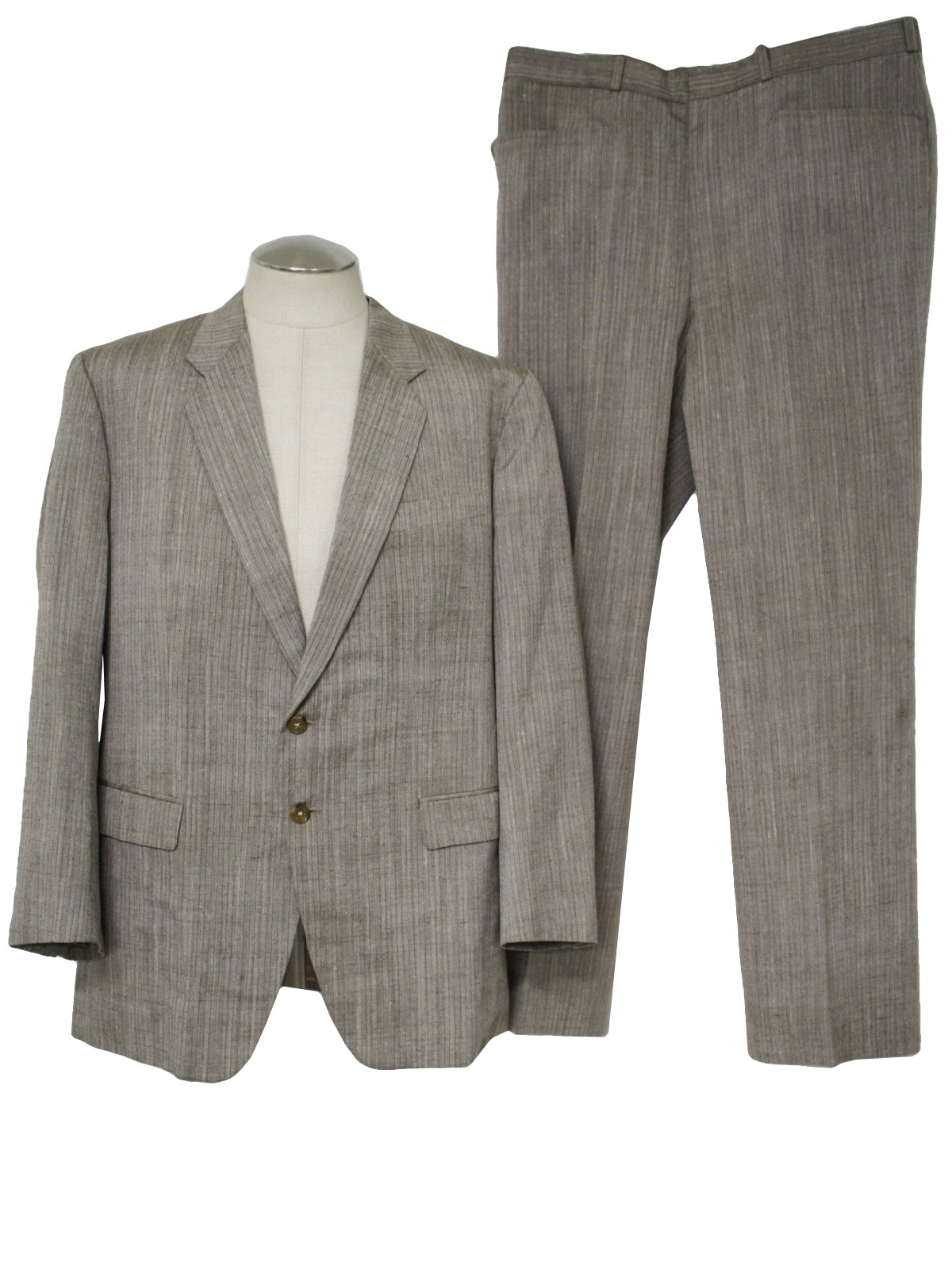 Retro 1980s Suit: 80s -Andri/lani- Mens taupe, nail head patterned ...