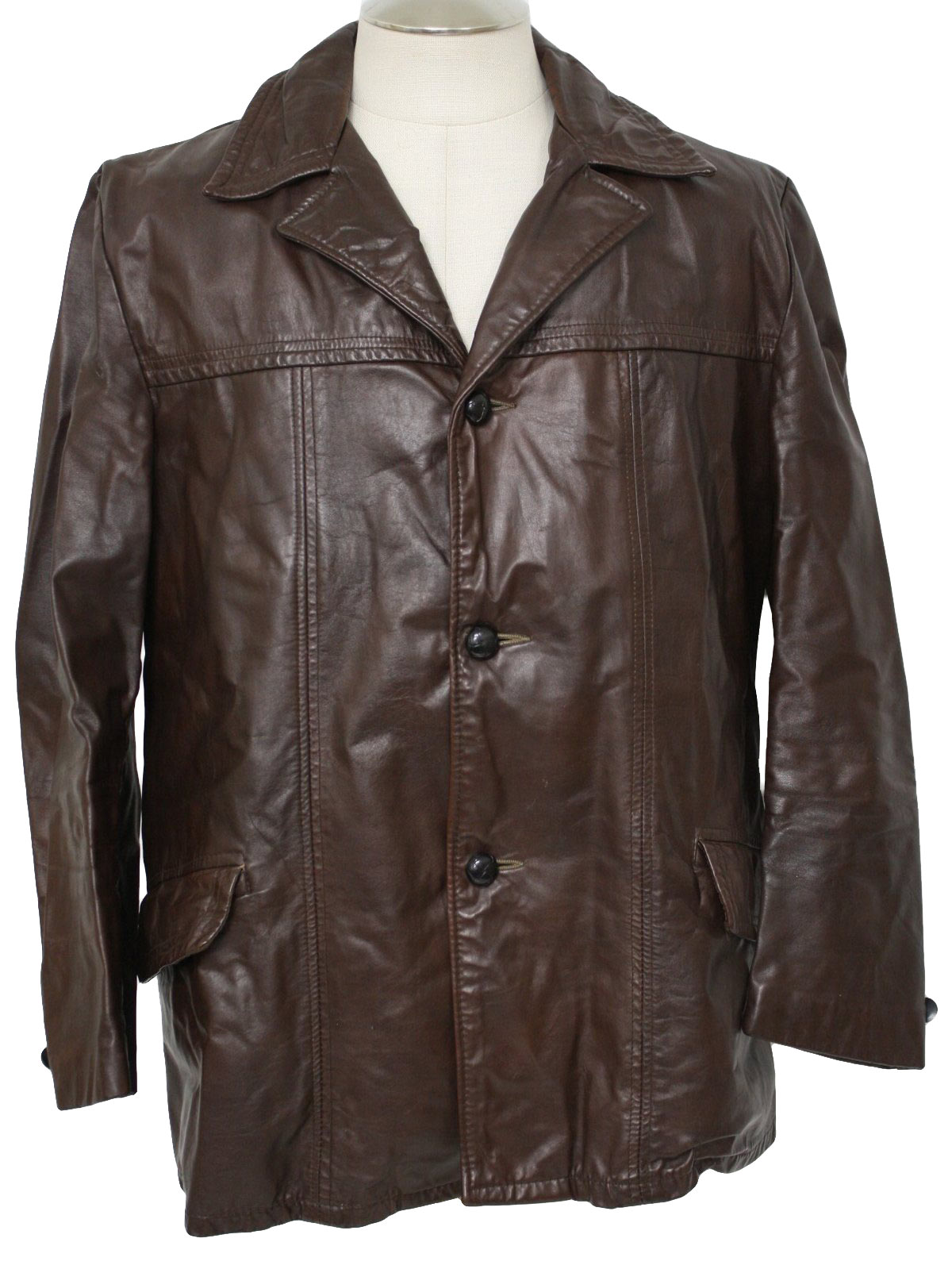 Retro Seventies Leather Jacket: 70s -Montgomery Ward- Mens dark brown ...