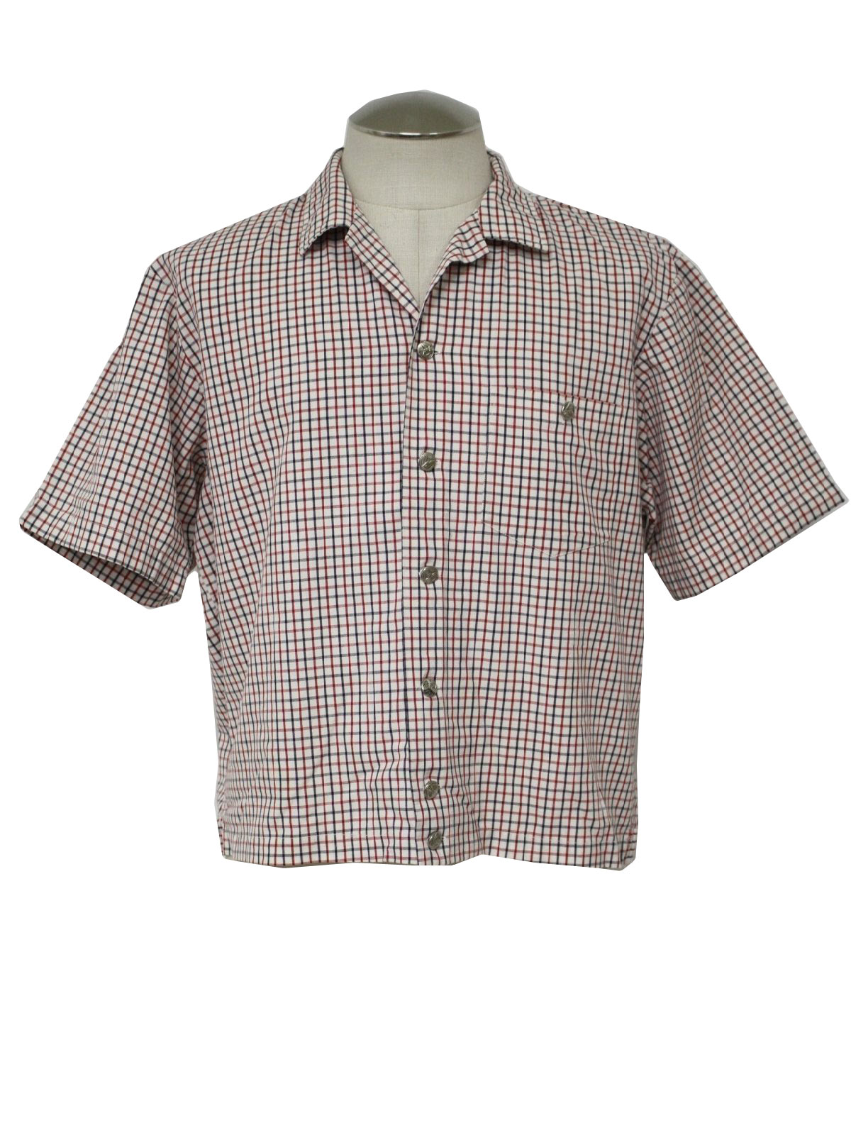 Sixties Vintage Shirt: 60s -Jantzen- Mens white, red and black cotton ...
