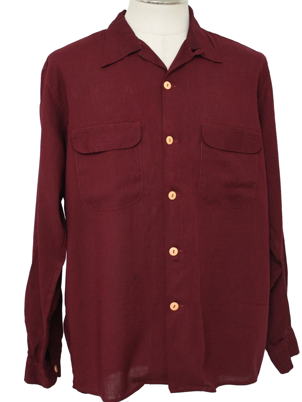 1950's Vintage Equilibrio Gabardine Shirt: 50s -Equilibrio- Mens dark ...