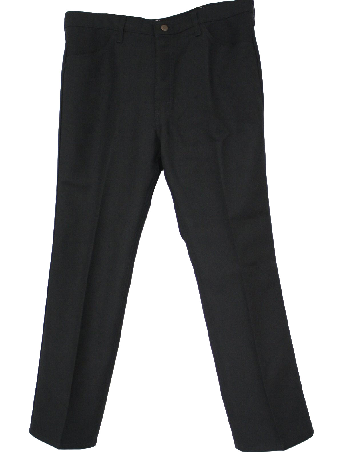 1970s Vintage Pants: 70s -Wrangler- Mens black polyester twill jeans ...