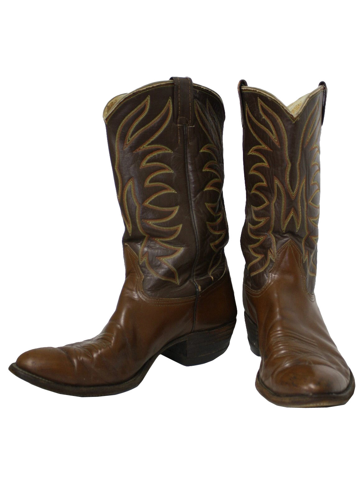 80s Retro Shoes: 80s -Nocona- Mens brown leather cowboy boots with ...