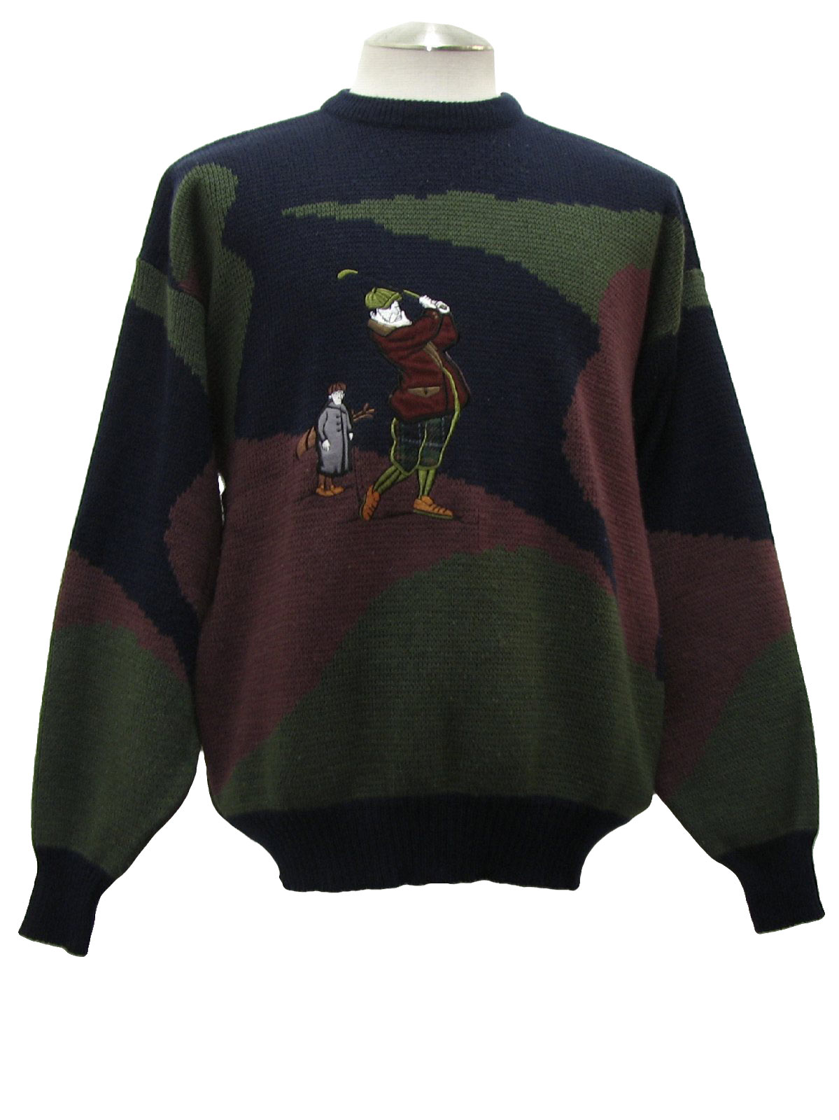 Vintage 80s Sweater: 80s -Pagliano- Mens green, blue, and purple ...