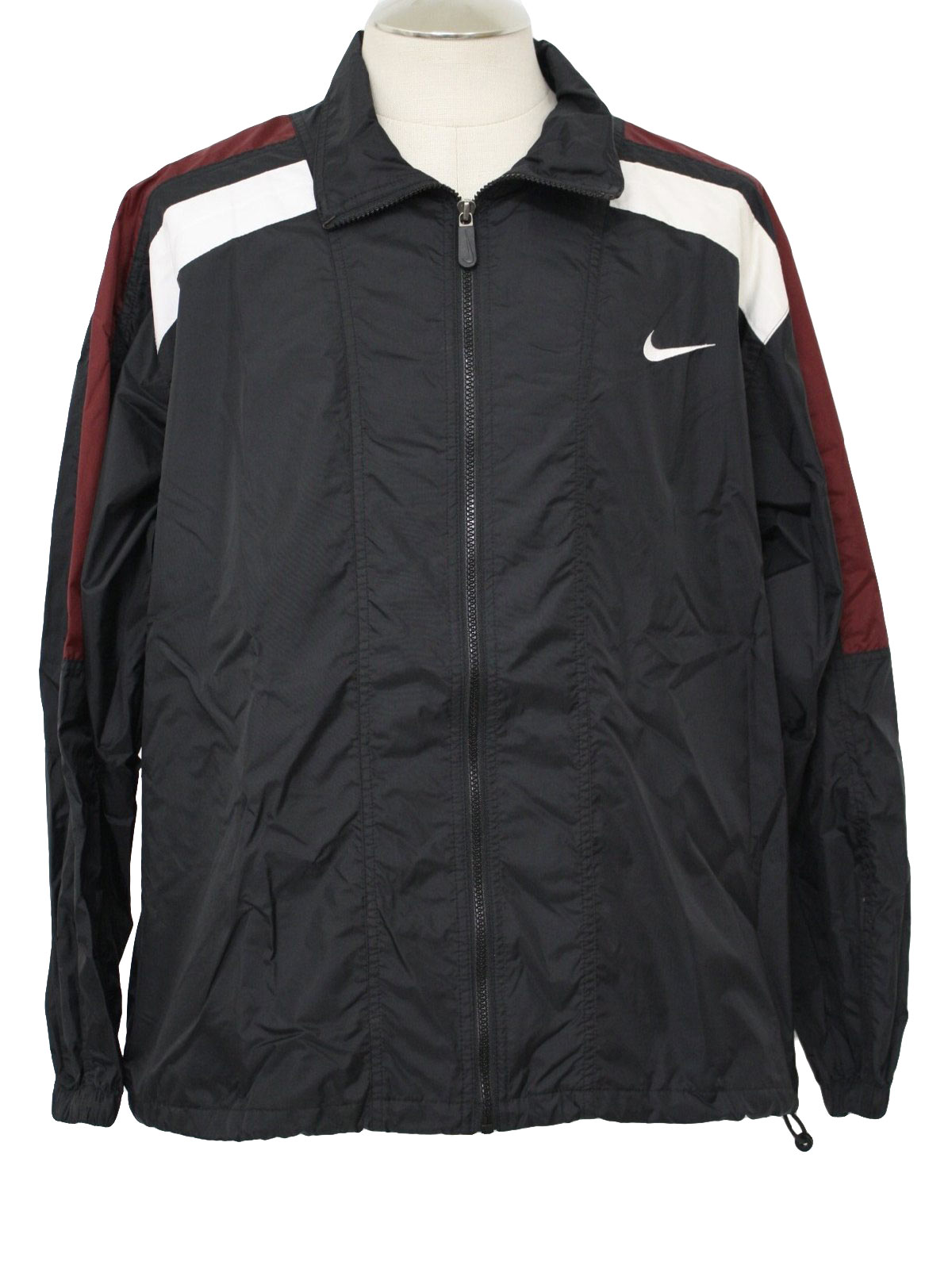 80's Vintage Jacket: 80s -Nike- Mens black, wine red, white striped ...