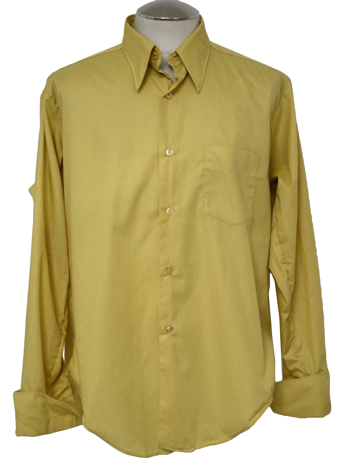 Vintage Fines 1970s Shirt: 70s -Fines- Mens mustard yellow cotton ...