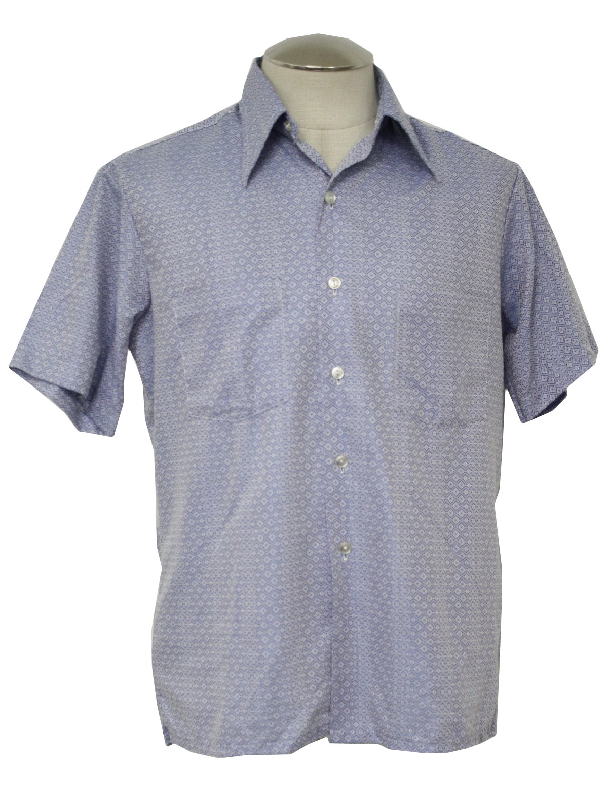 Vintage 1970's Shirt: Early 70s -JC Penney- Mens blues and white ...