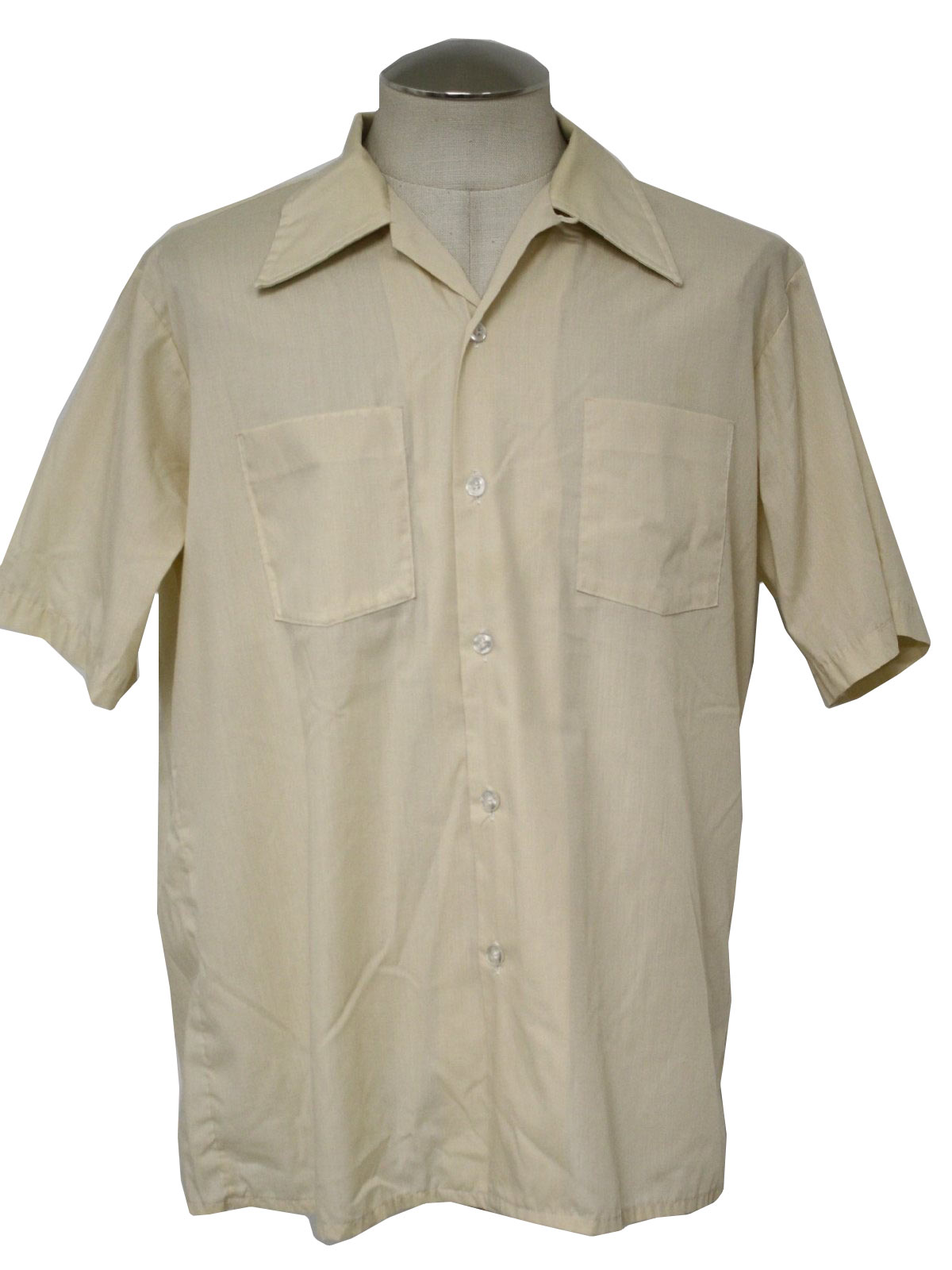 Retro 70s Shirt (Arrow) : 70s -Arrow- Mens tan cotton polyester short ...