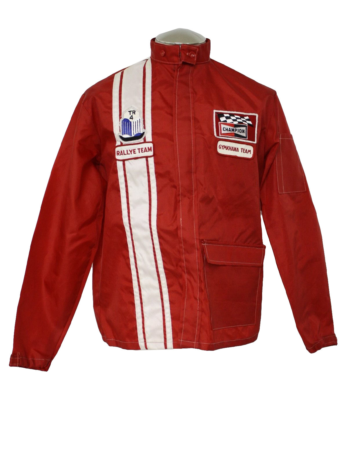 70s Retro Jacket: 70s -size label- Mens red and white nylon windbreaker ...