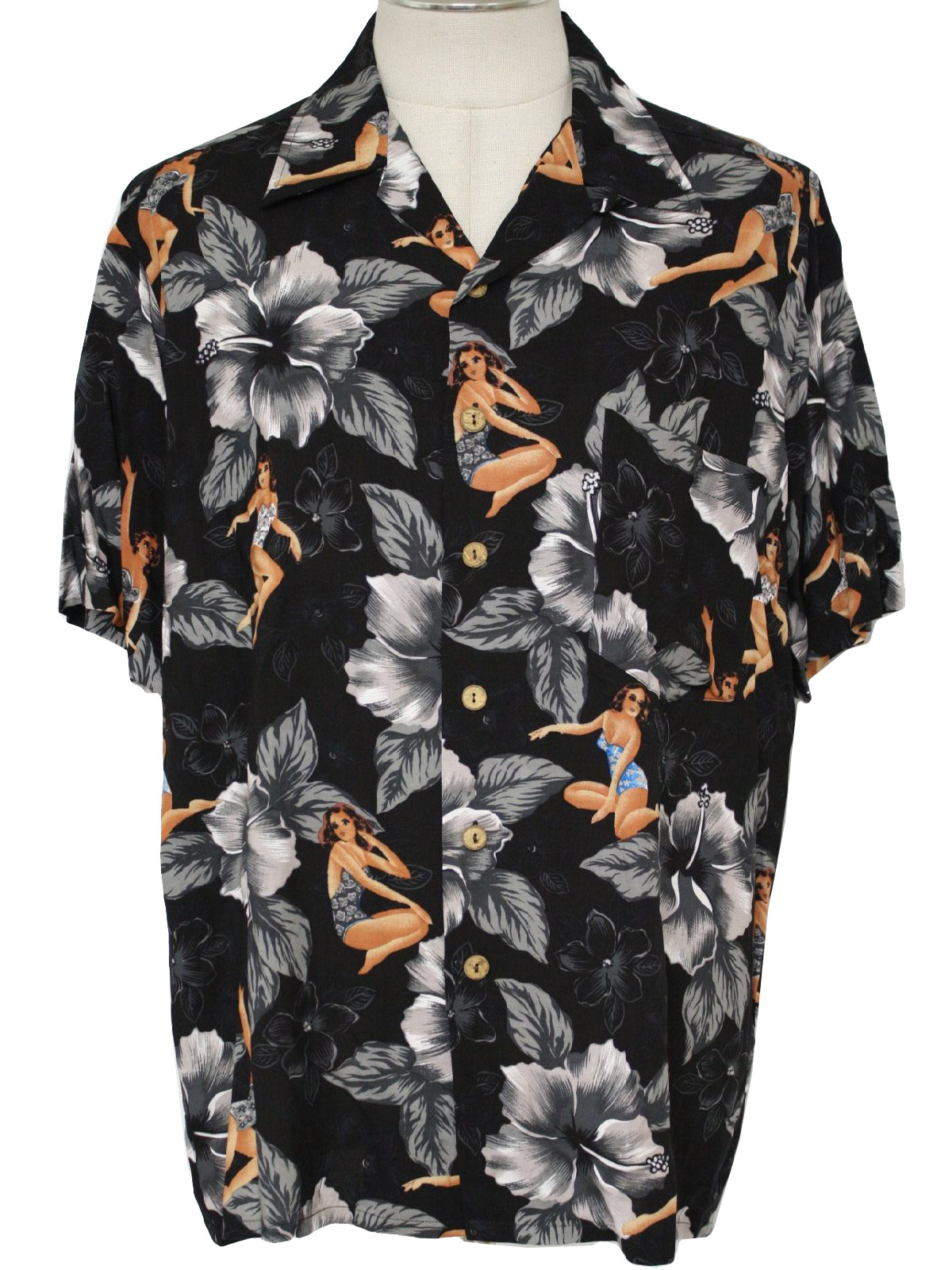 Retro 1990's Hawaiian Shirt (Kennington) : 90s -Kennington- Mens black ...