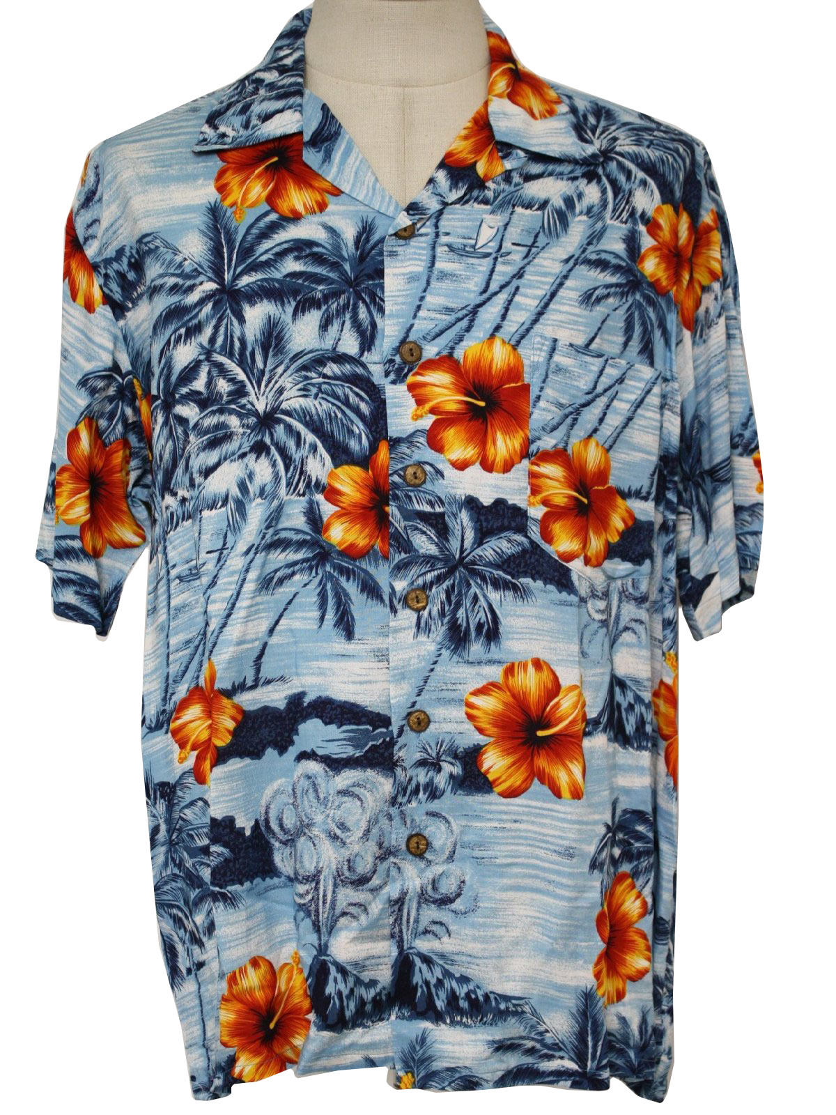 Retro 80's Hawaiian Shirt: 80s style (made more recently) - Mens light ...