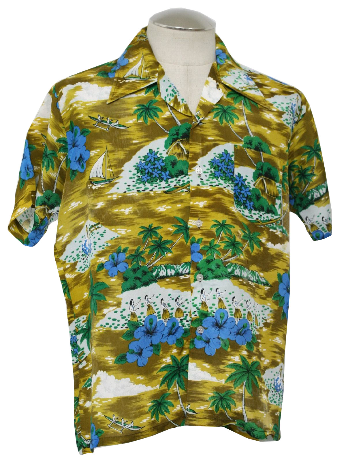 Aloha Hand Screened 1970s Vintage Hawaiian Shirt: 70s -Aloha Hand ...