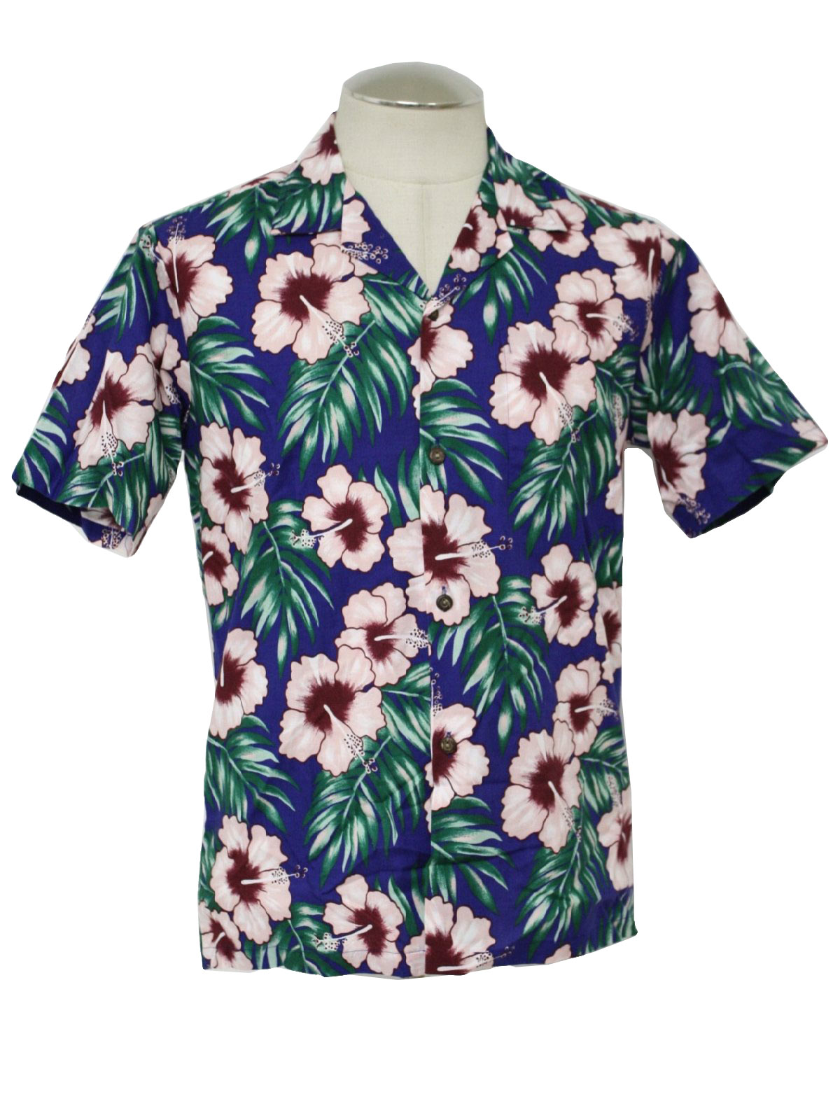 80's Hawaii Hawaiian Shirt: 80s -Hawaii- Mens deep blue, purple, white ...