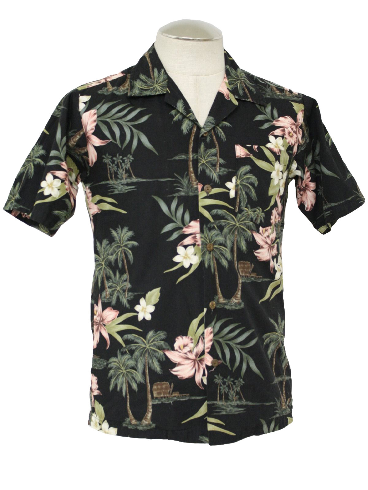 Vintage Nui Nalu 90's Hawaiian Shirt: 90s -Nui Nalu- Mens black, white ...