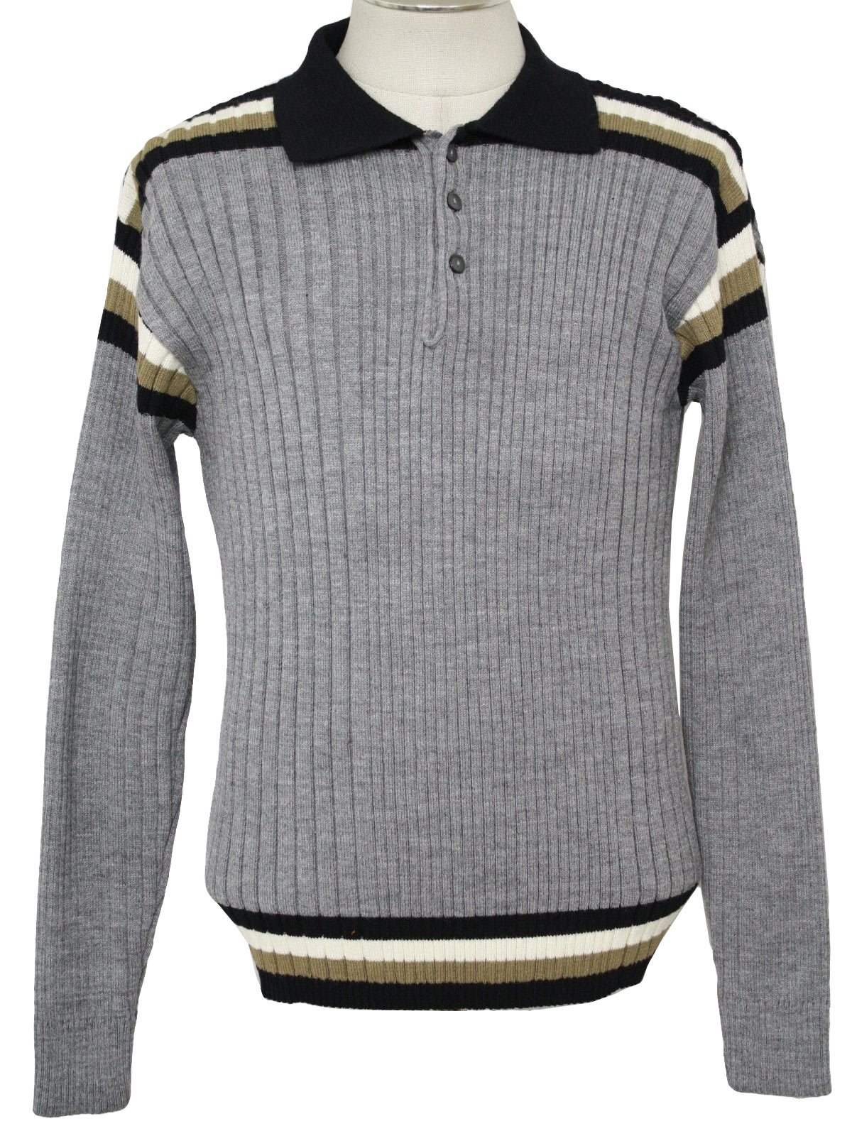 90s Retro Sweater: 90s -Missing Label- Mens grey, black, tan and white ...