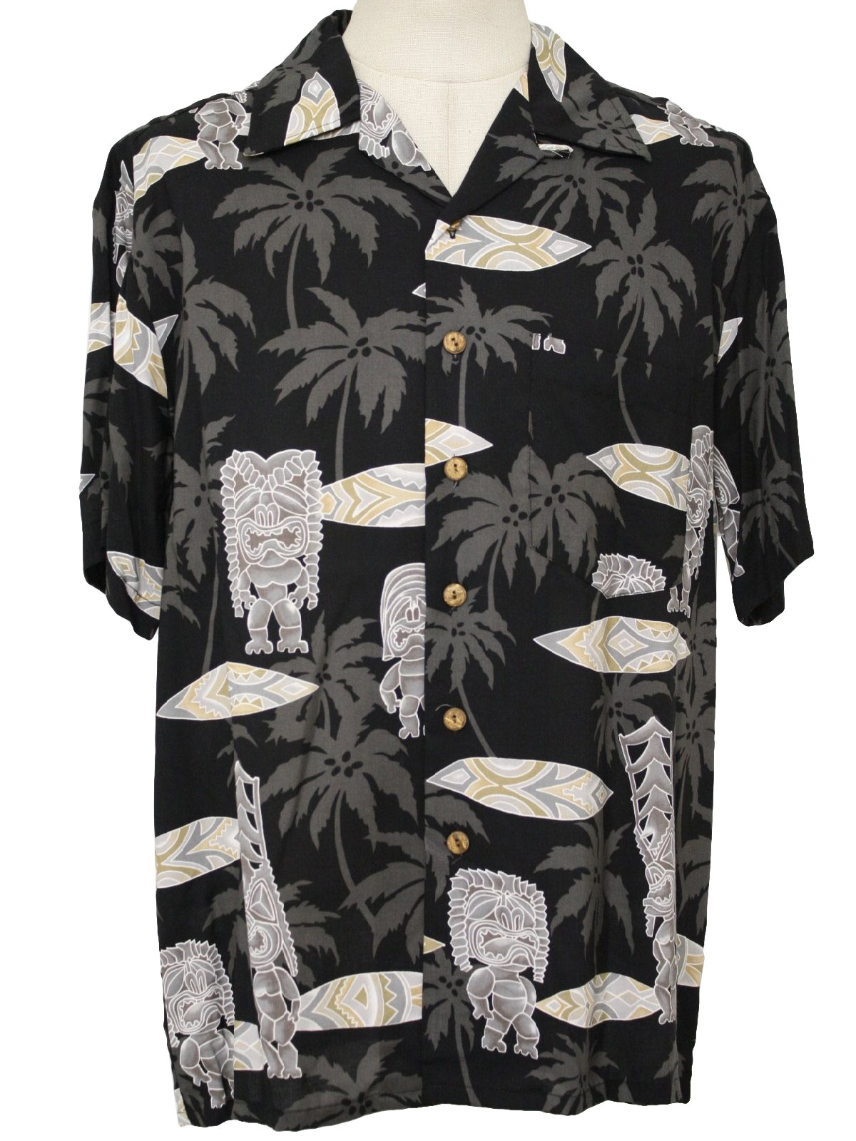 1980s Hawaiian Shirt: 80s style (made in 90s) -Kennington Mens black ...