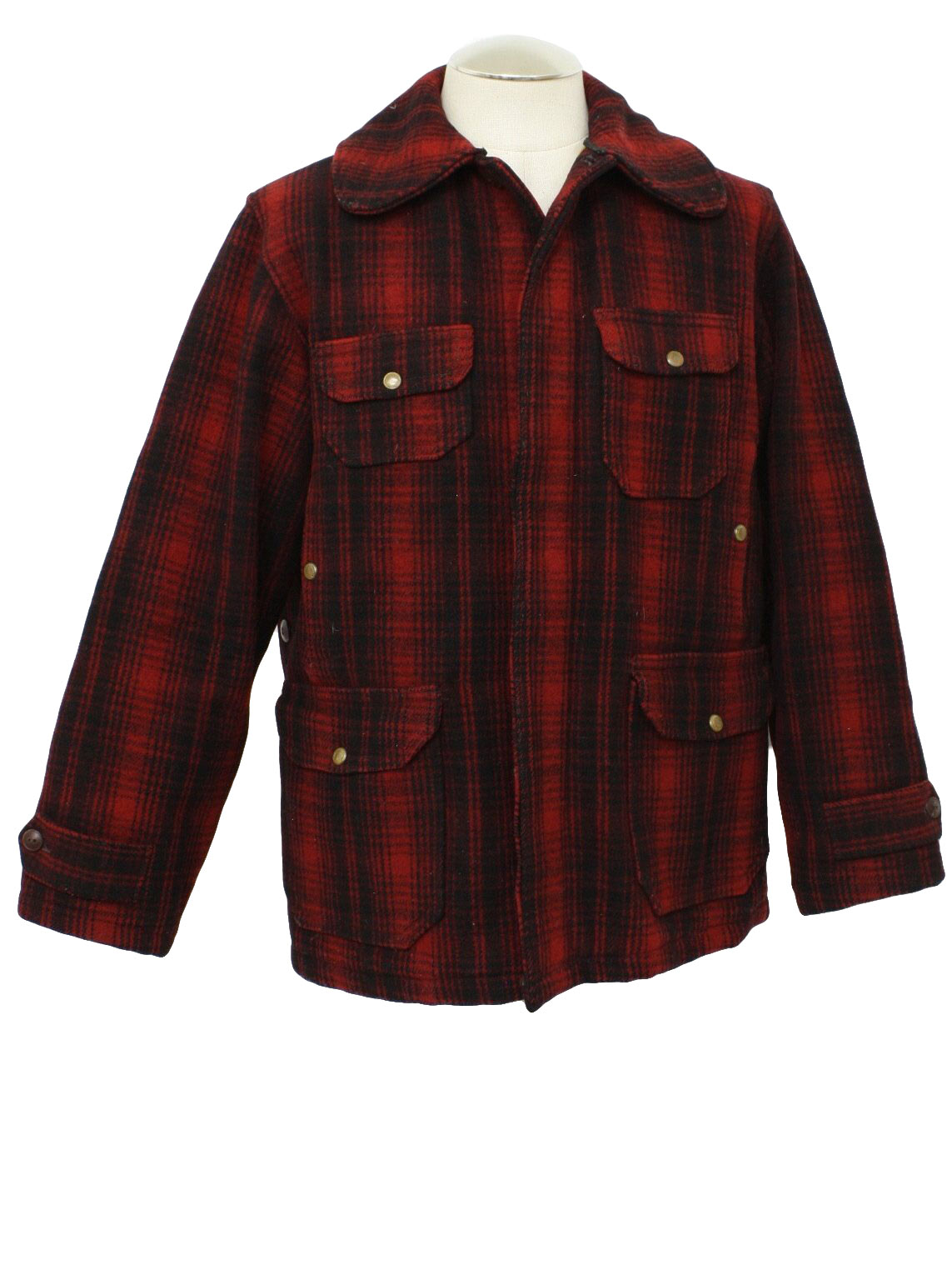 1960's Vintage Woolrich Jacket: 60s -Woolrich- Mens red and black wool ...