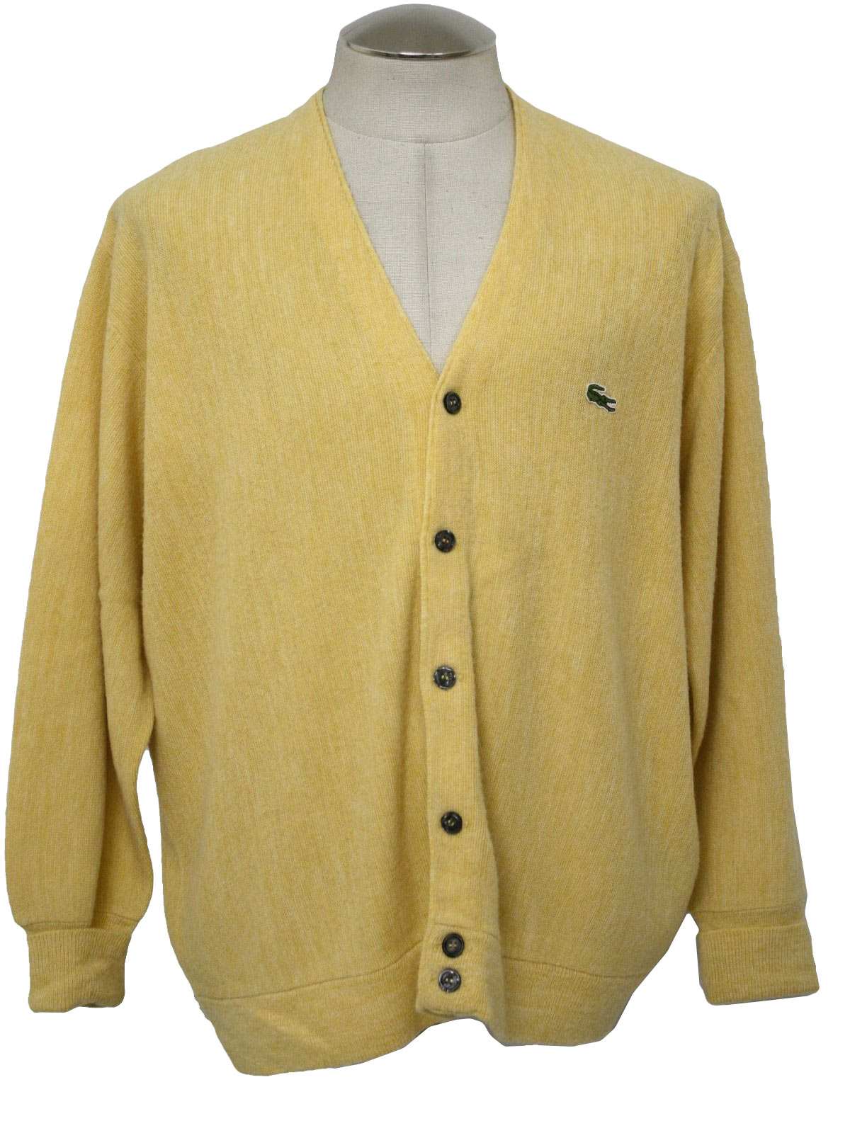 Izod 1970s Vintage Caridgan Sweater: 70s -Izod- Mens blended cream and ...