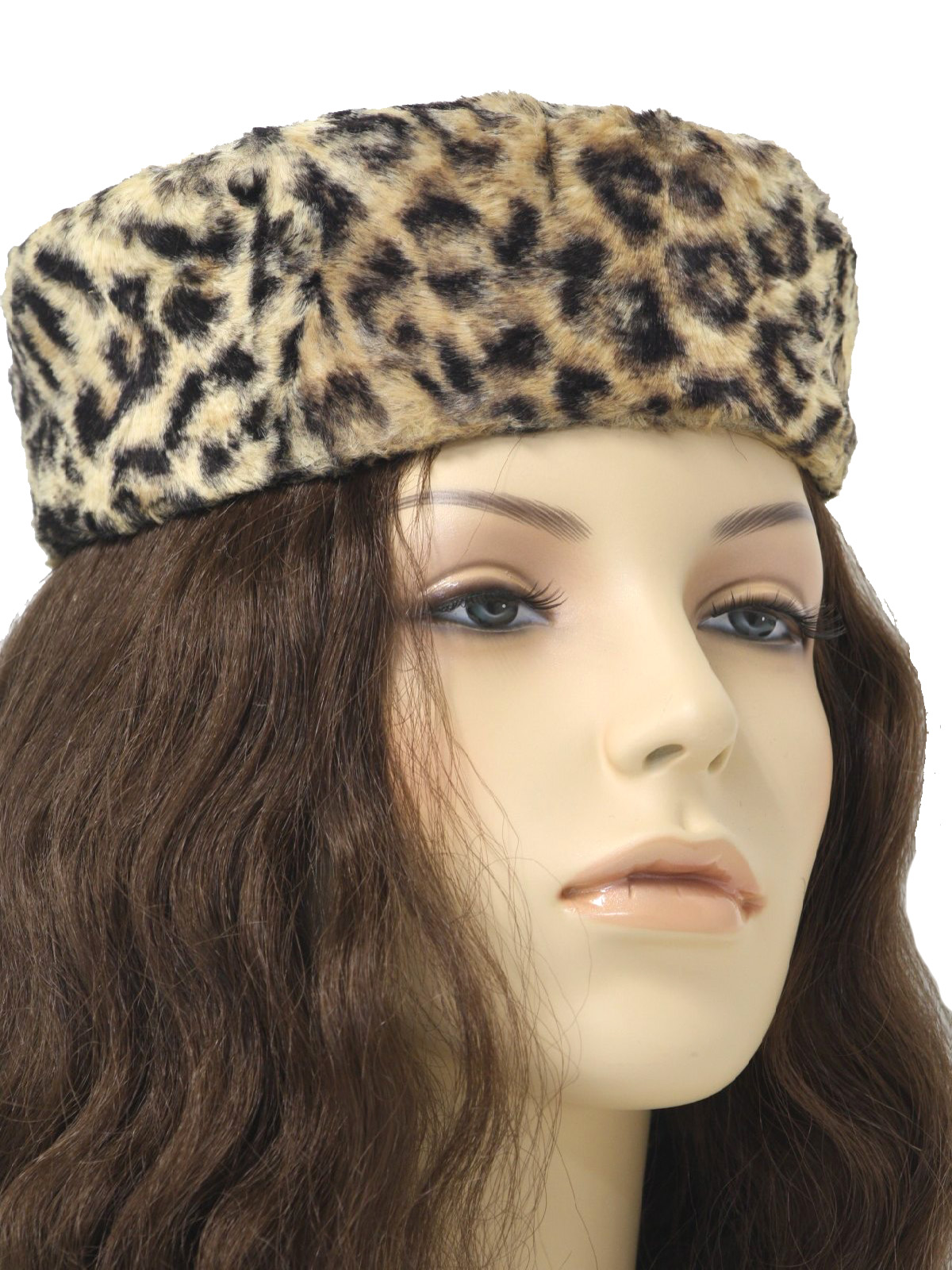 Retro 60's Hat: 60s -No Label- Womens ecru, golden tan, black, leopard ...