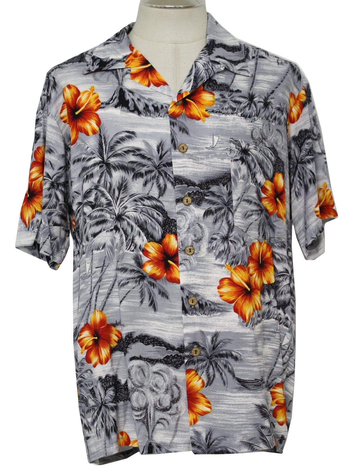 Eighties Kennington Hawaiian Shirt: 80s -Kennington- Mens greys, white ...